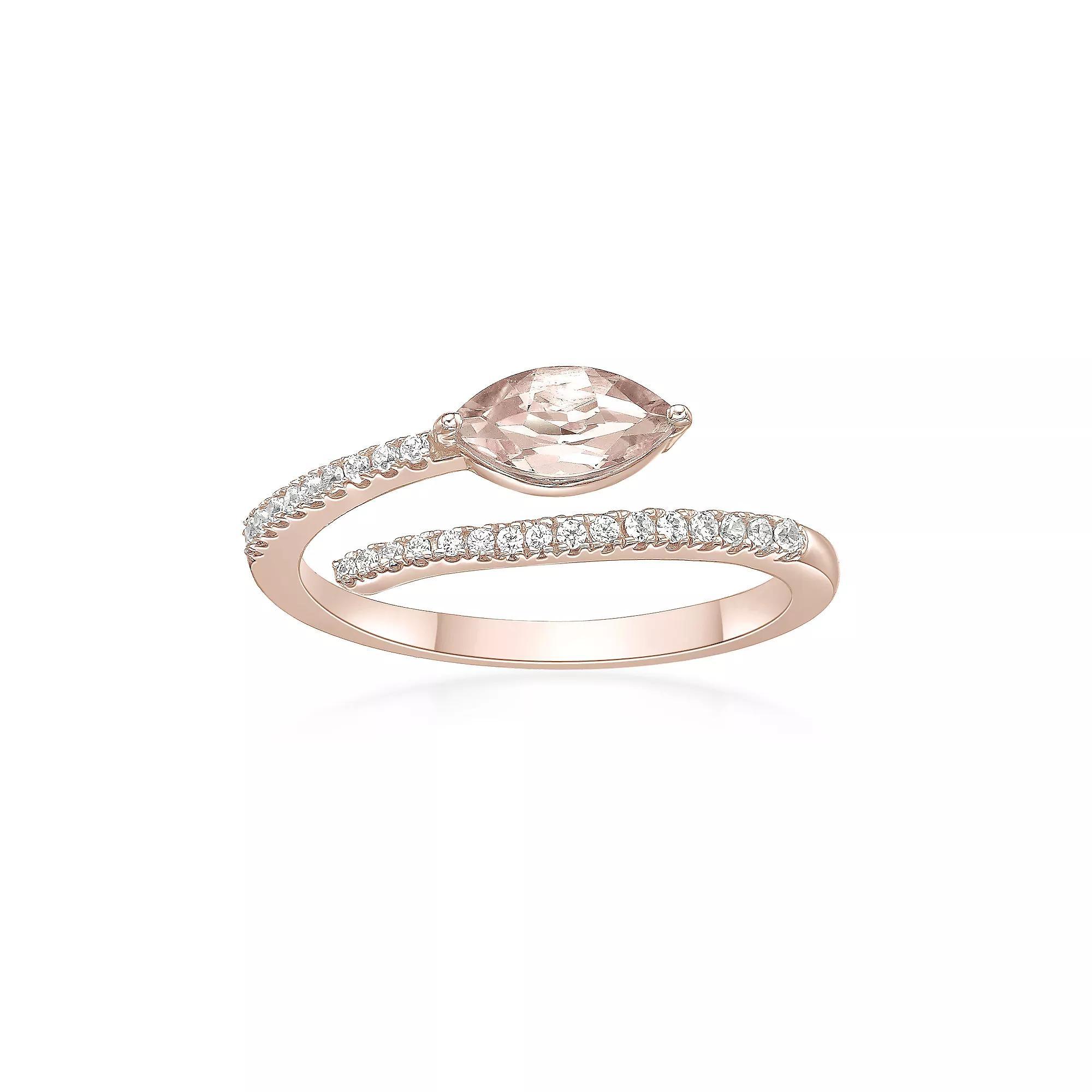 Gemminded 10k Rose Gold Morganite & 1/8 Carat T.W. Diamond Ring, Women's, Pink Tone Product Image