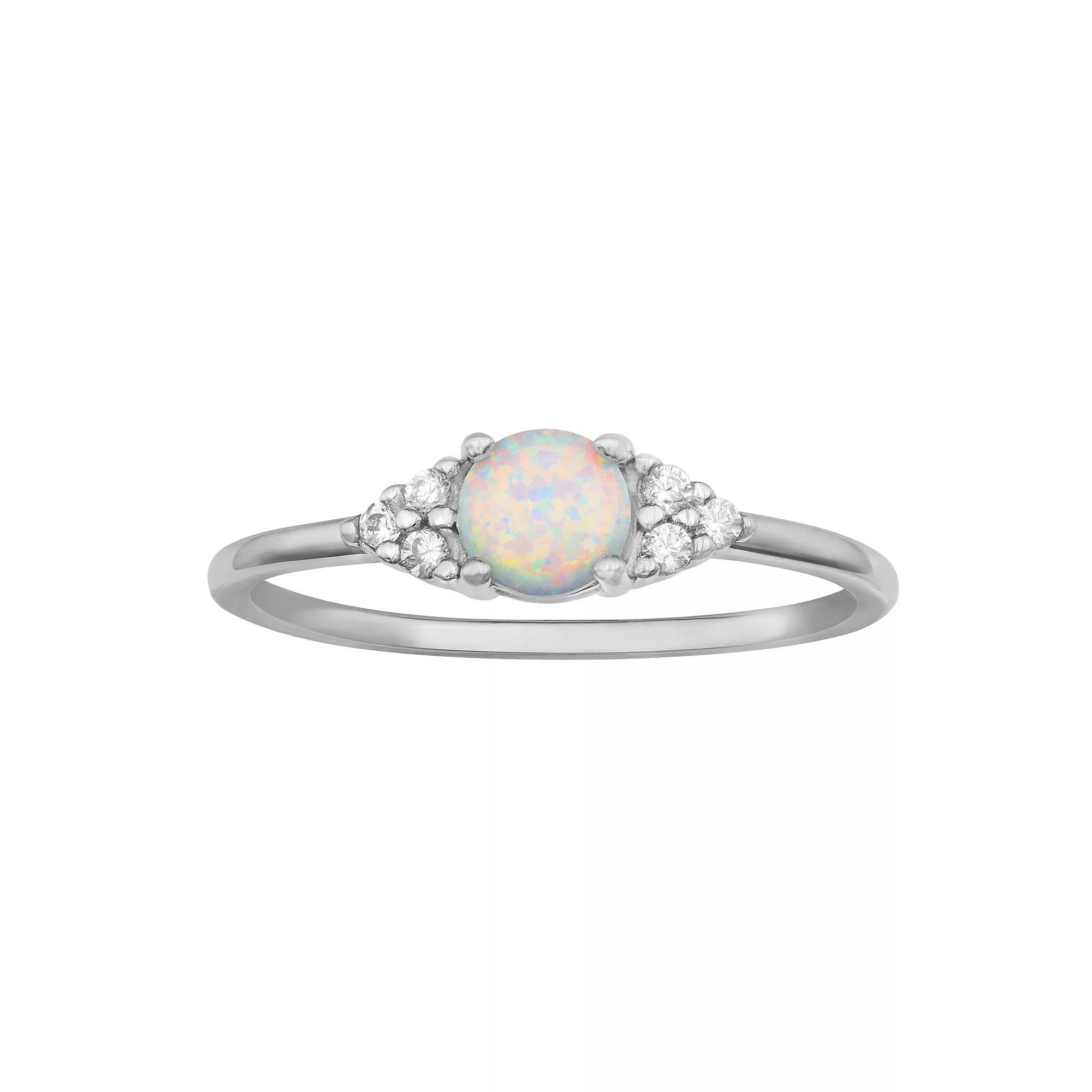 PRIMROSE Sterling Silver White Opal & Cubic Zirconia Cluster Ring, Women's, Size: 8 Product Image
