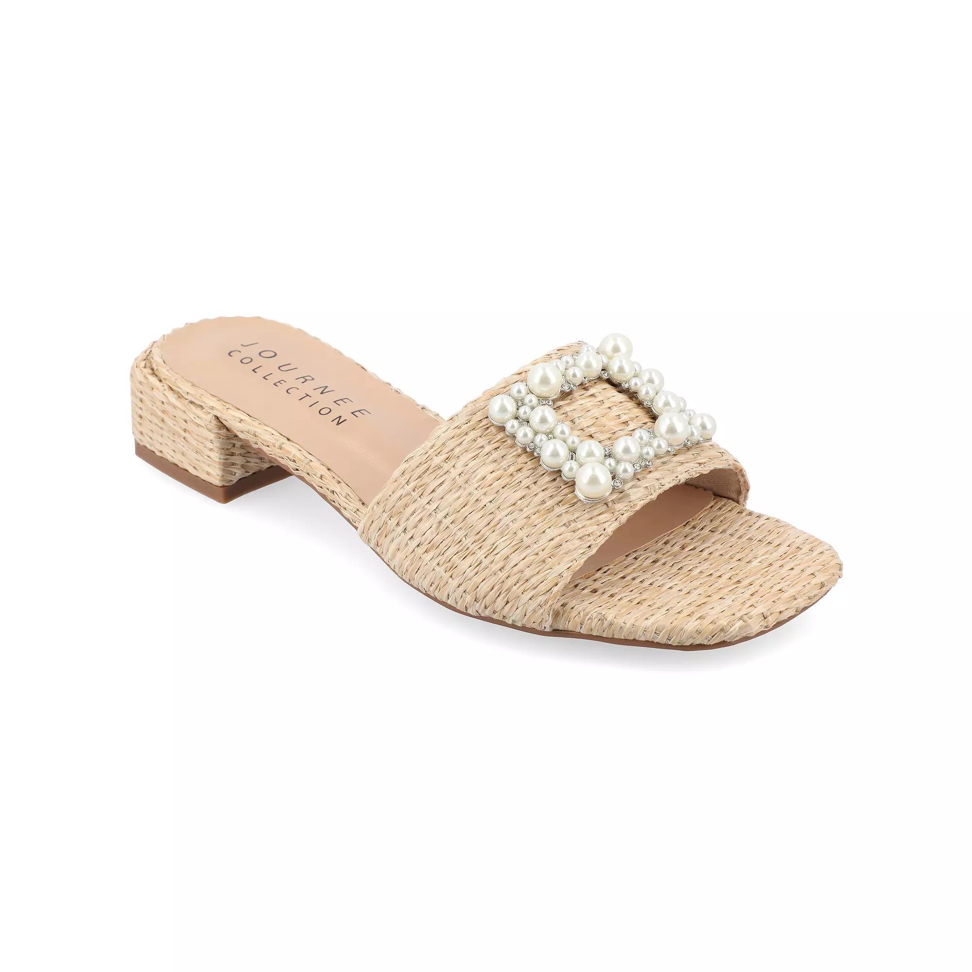 Journee Justina Women's Tru Comfort Foam™ Buckle Sandals, Size: 9, Natural Product Image