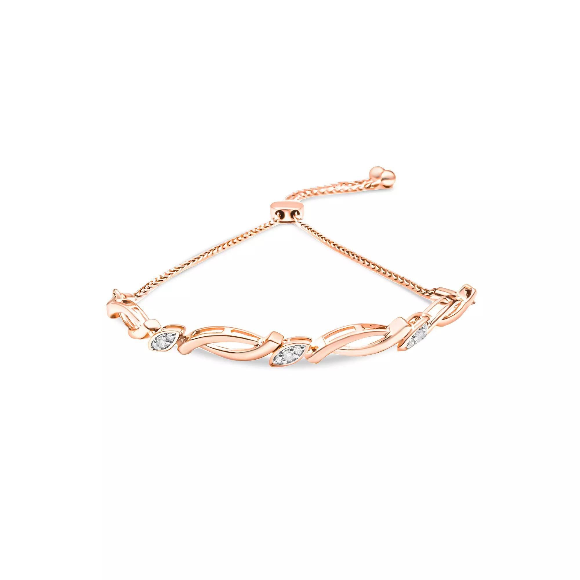Haus of Brilliance Sterling Silver Diamond Accent Swirl Link Bolo Bracelet, Women's, Size: 7", Pink Tone Product Image