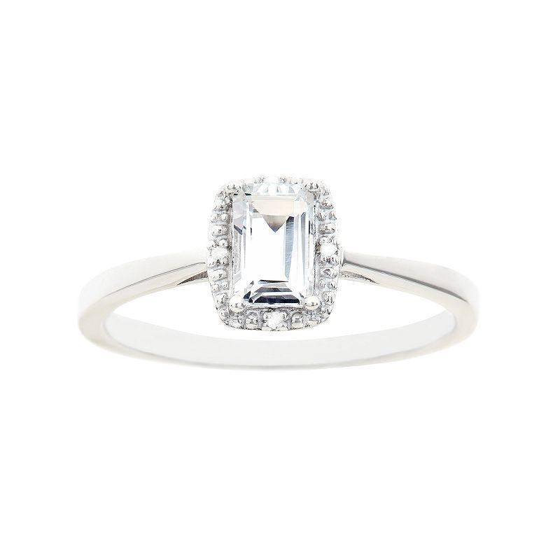Celebration Gems Sterling Silver Opal & Diamond Accent Rectangle Halo Ring, Womens Product Image