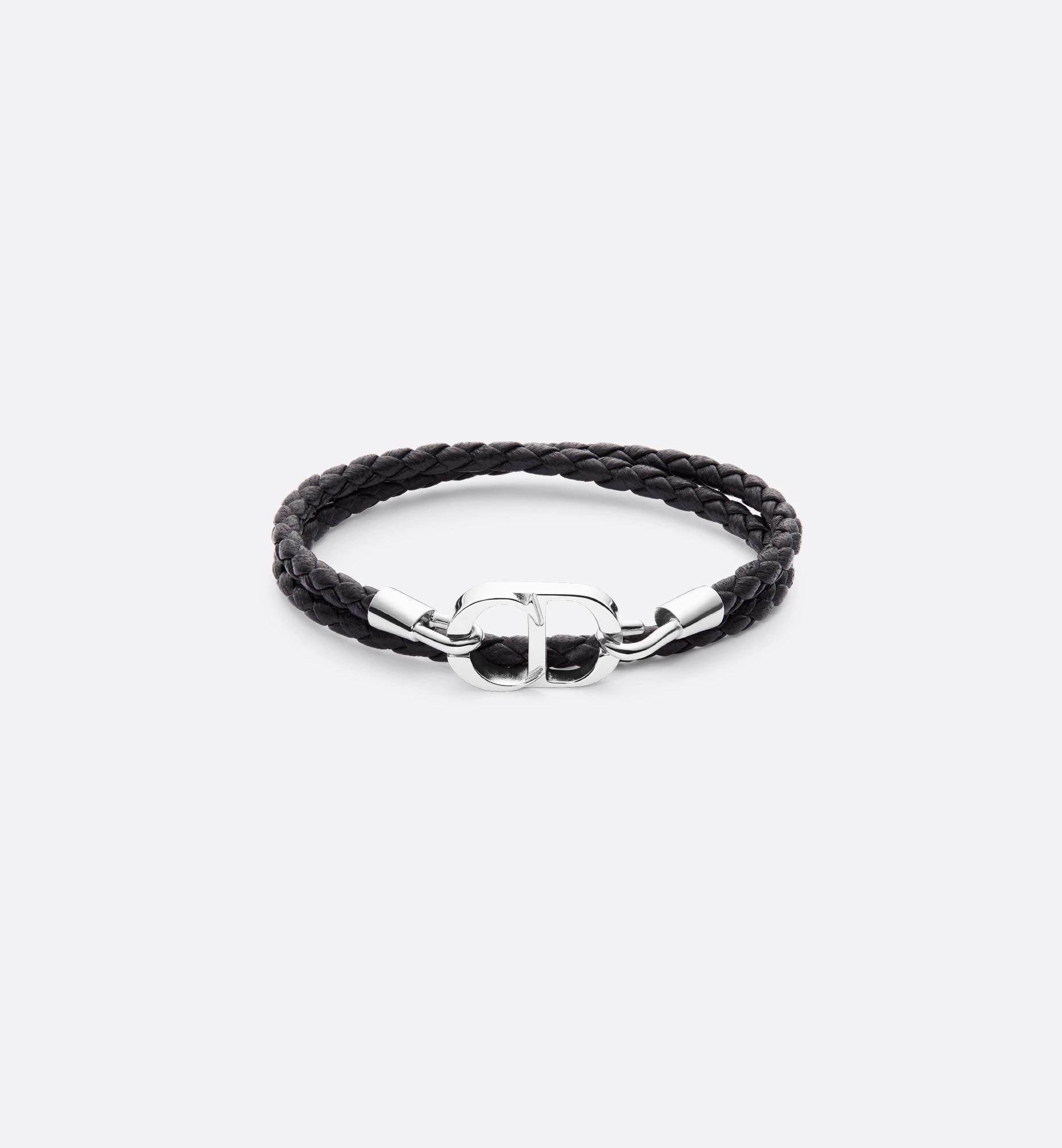 CD Icon Braided Leather Double Bracelet Product Image