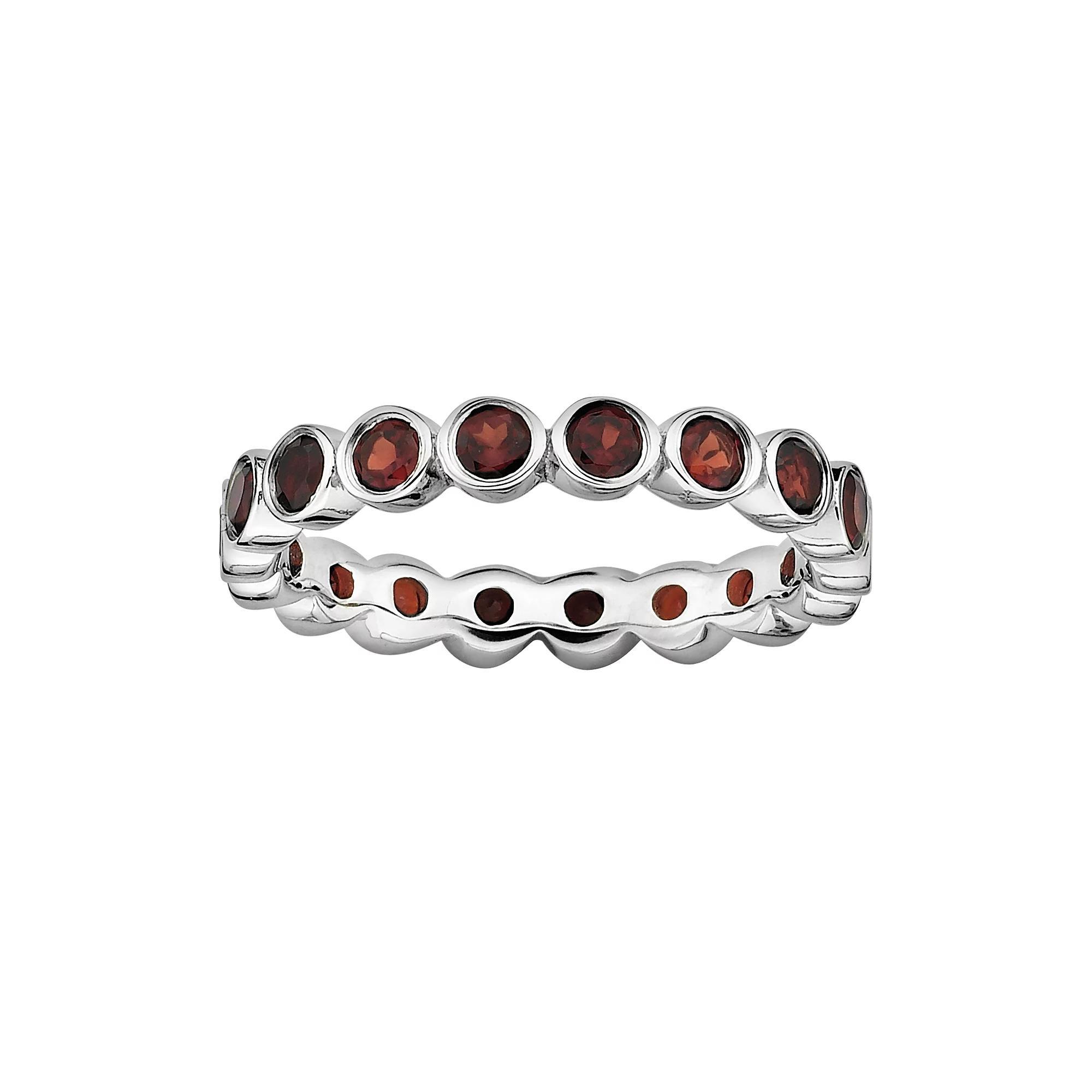 Stacks & Stones Sterling Silver Garnet Stack Ring, Women's, Size: 7 Product Image