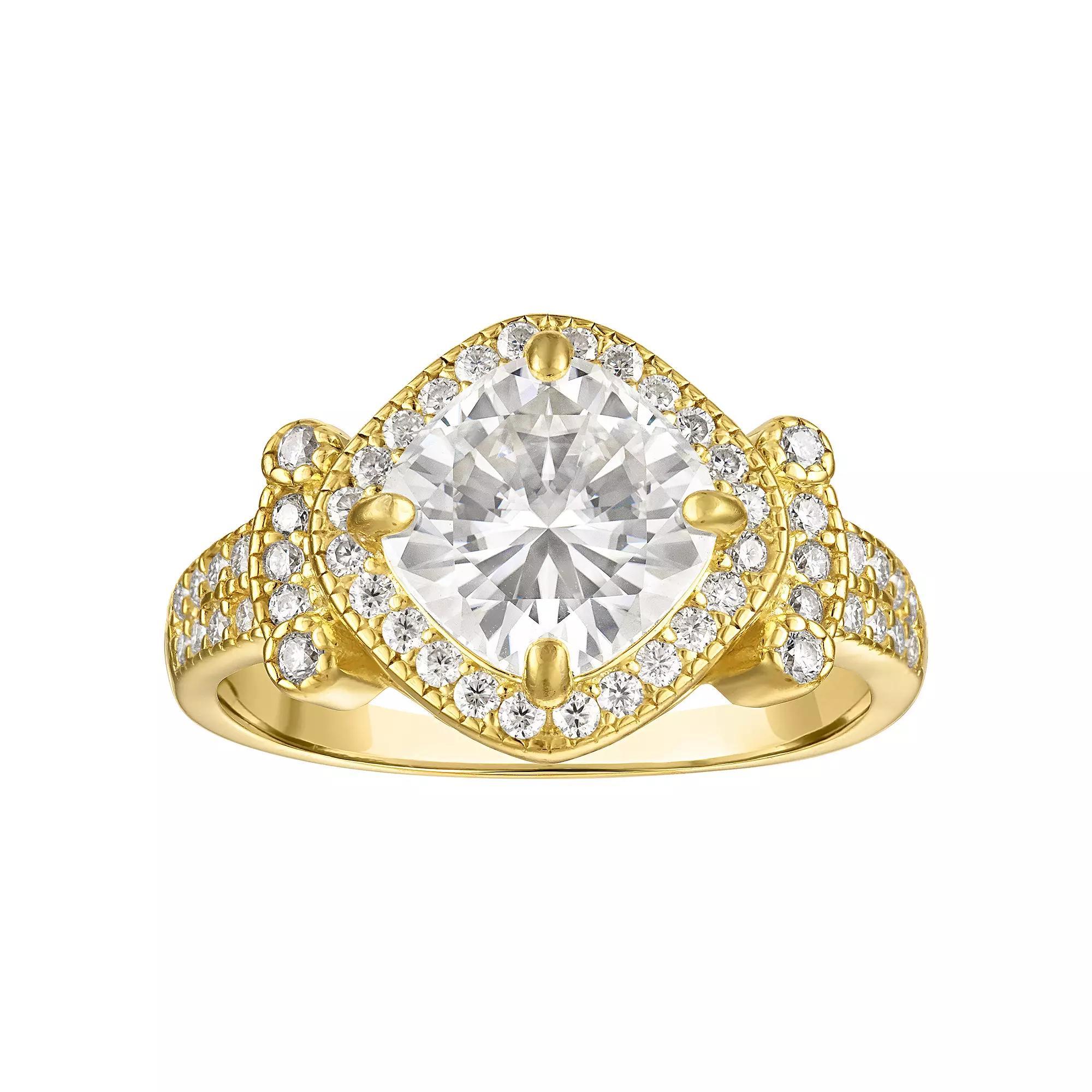 White Lotus 14k Gold Over Silver Lab-Created Moissanite Bridal Ring, Women's, Size: 5, Gold Tone Product Image