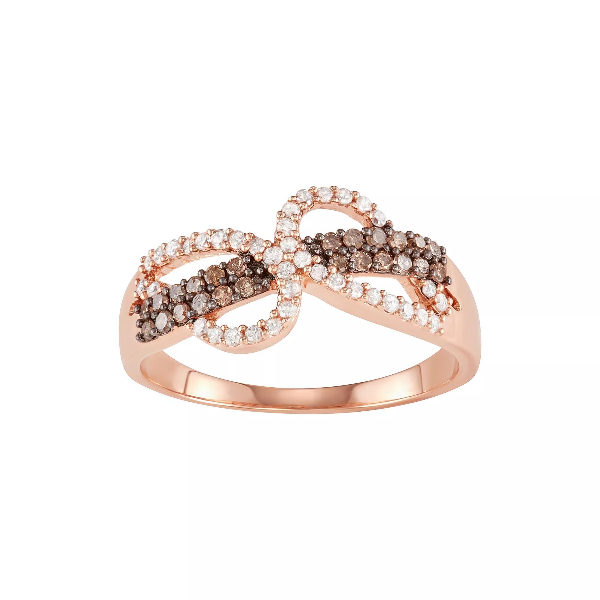 10k Rose Gold 1/3 Carat T.W. White & Brown Diamond Ring, Women's, Size: 9, 10k Pink Product Image
