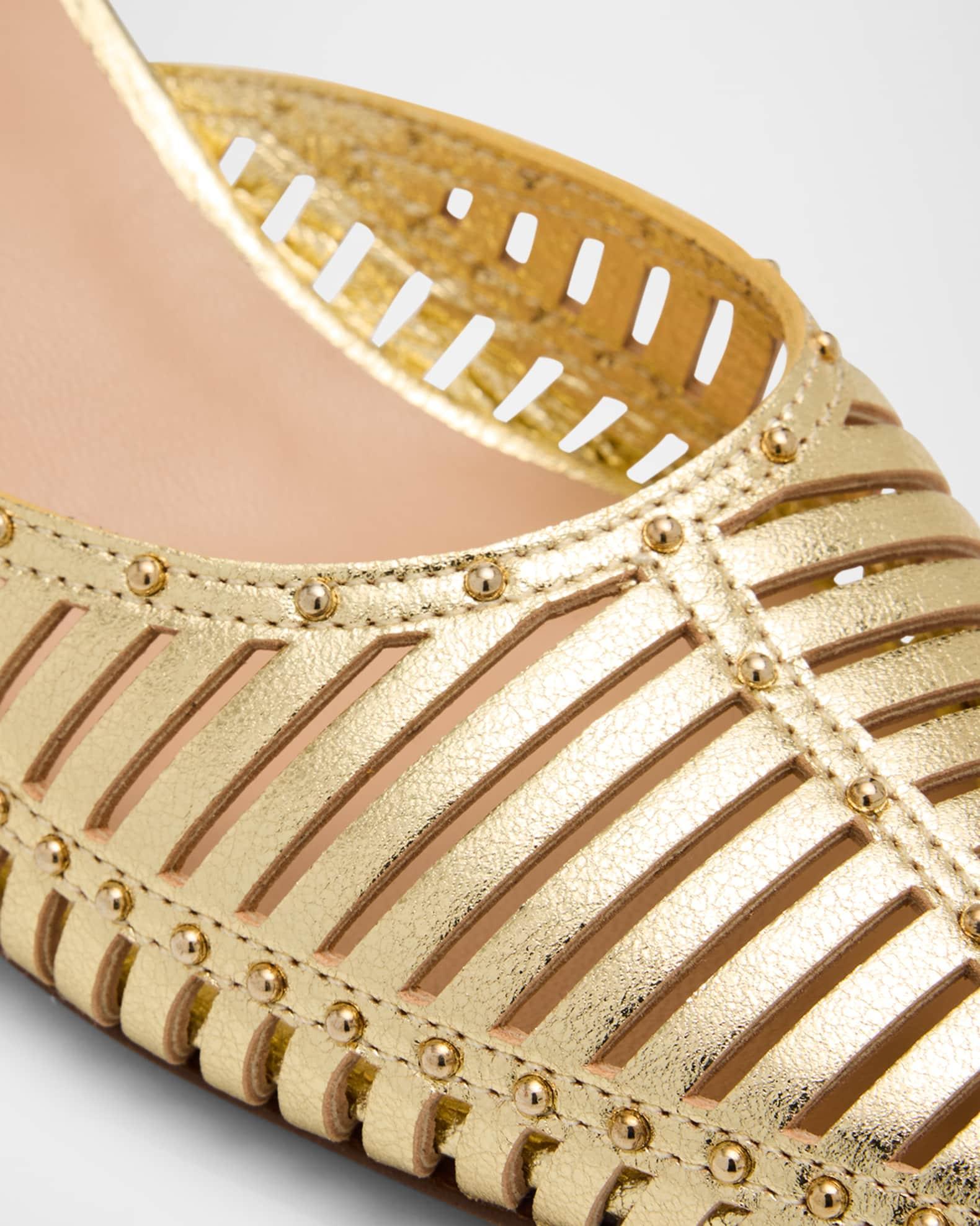 Francine Metallic Leather Cage Kitten Heels Product Image