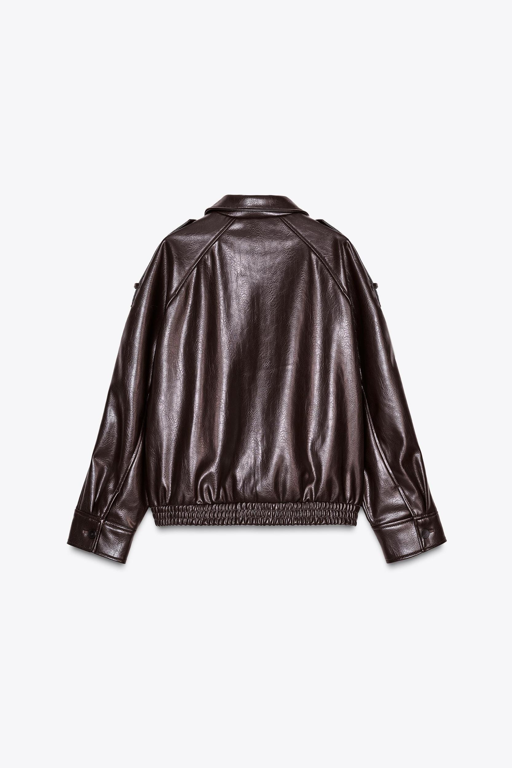 FAUX LEATHER BOMBER JACKET Product Image