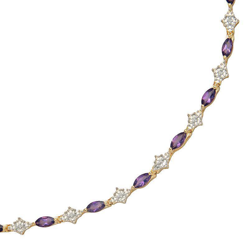 18k Gold-Over-Silver African Amethyst and Diamond Accent Bracelet, Women's, Size: 7.25, Purple Product Image