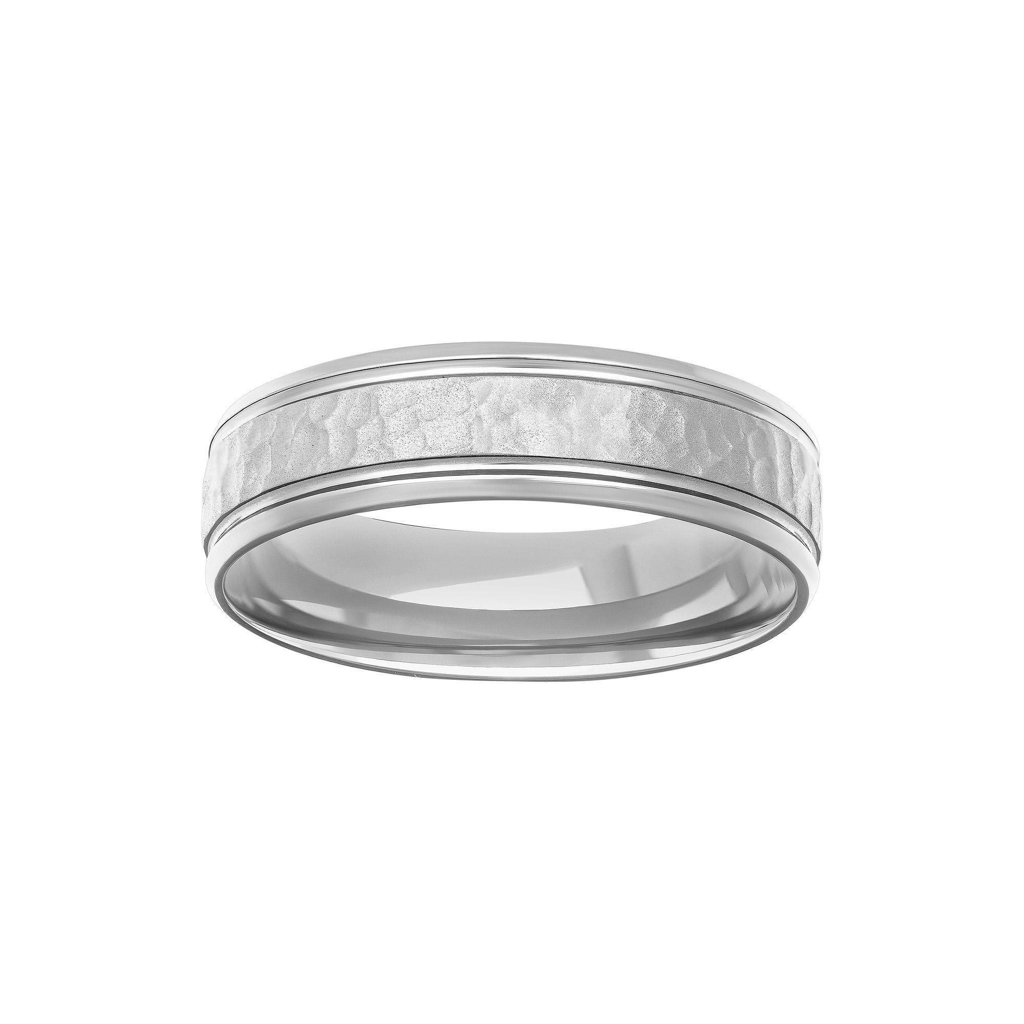 AXL Titanium 6 mm Mens Hammered Comfort Fit Band silver Product Image