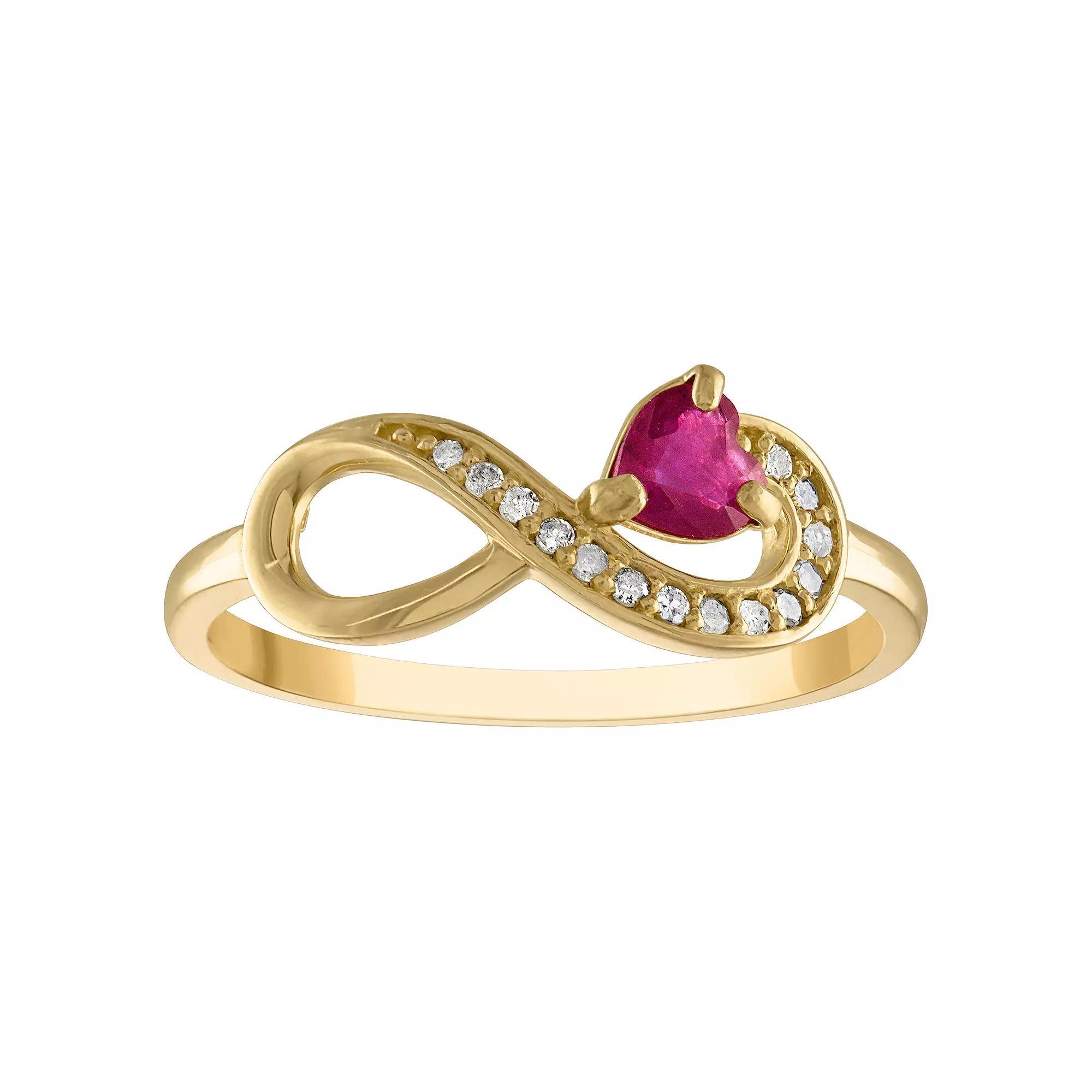 Tiara 10k Gold Ruby Diamond Accent Infinity Ring, Womens Product Image