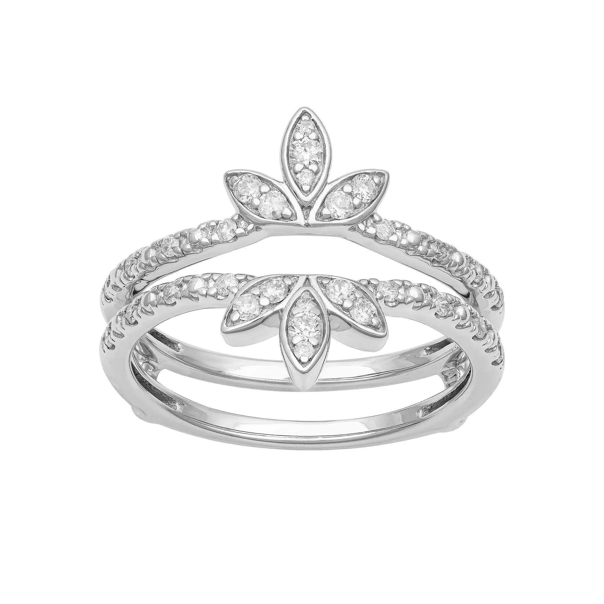 Love Always 10k White Gold 1/3 Carat T.W. Diamond Floral Enhancer Ring, Women's, Size: 6, 10k Whgold Product Image