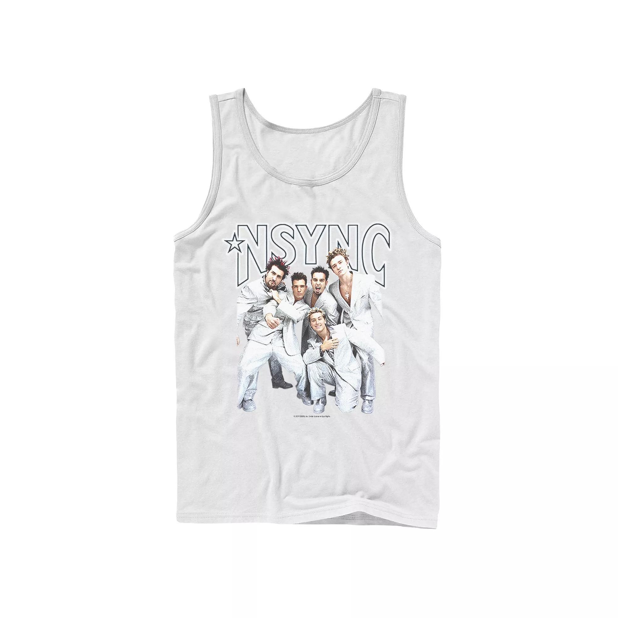 Men's Nsync Group Shot Portrait Tank Top, Size: Large, White Product Image
