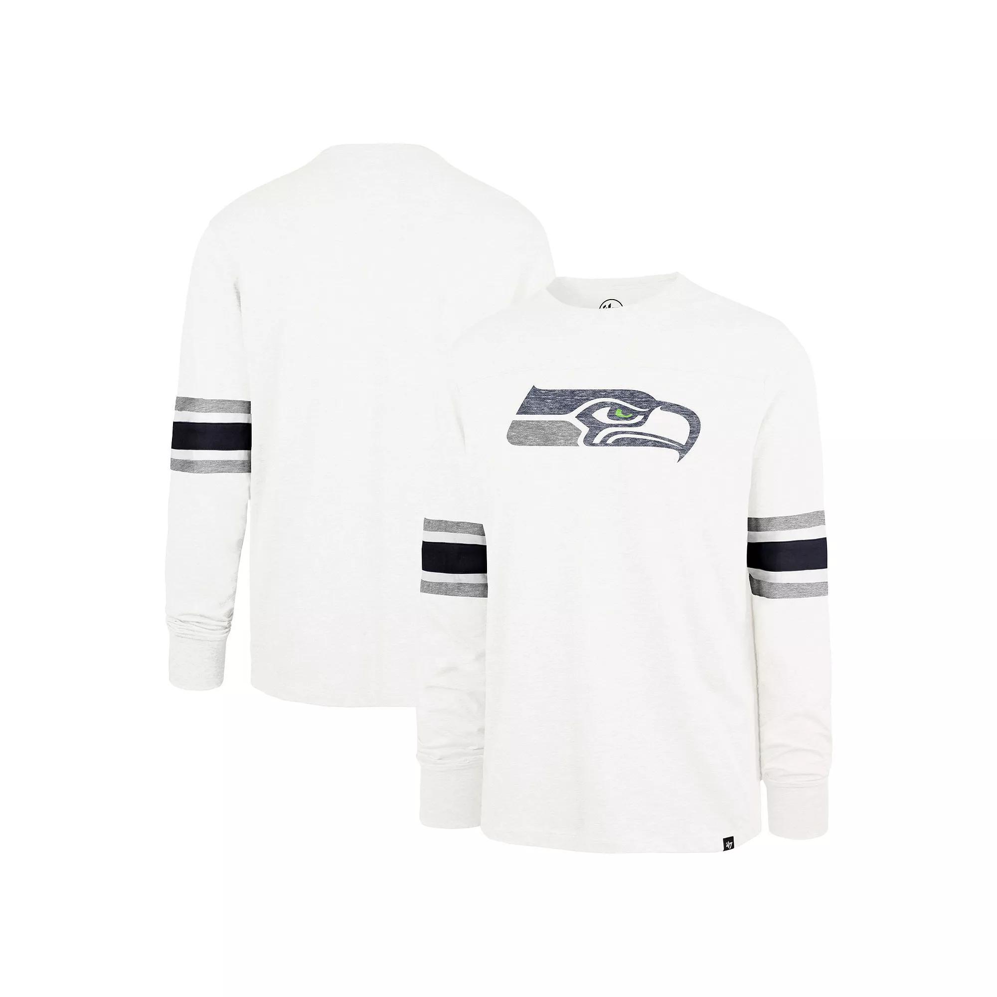 Men's '47 White Seattle Seahawks Gridiron Premier Brex Long Sleeve T-Shirt, Size: XL Product Image