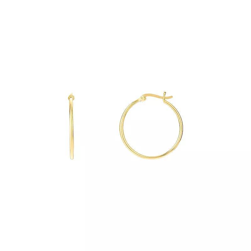 PRIMROSE 24k Gold Over Silver Polished Hoop Earrings, Women's, Size: 40 mm, Yellow Gold Tone Product Image