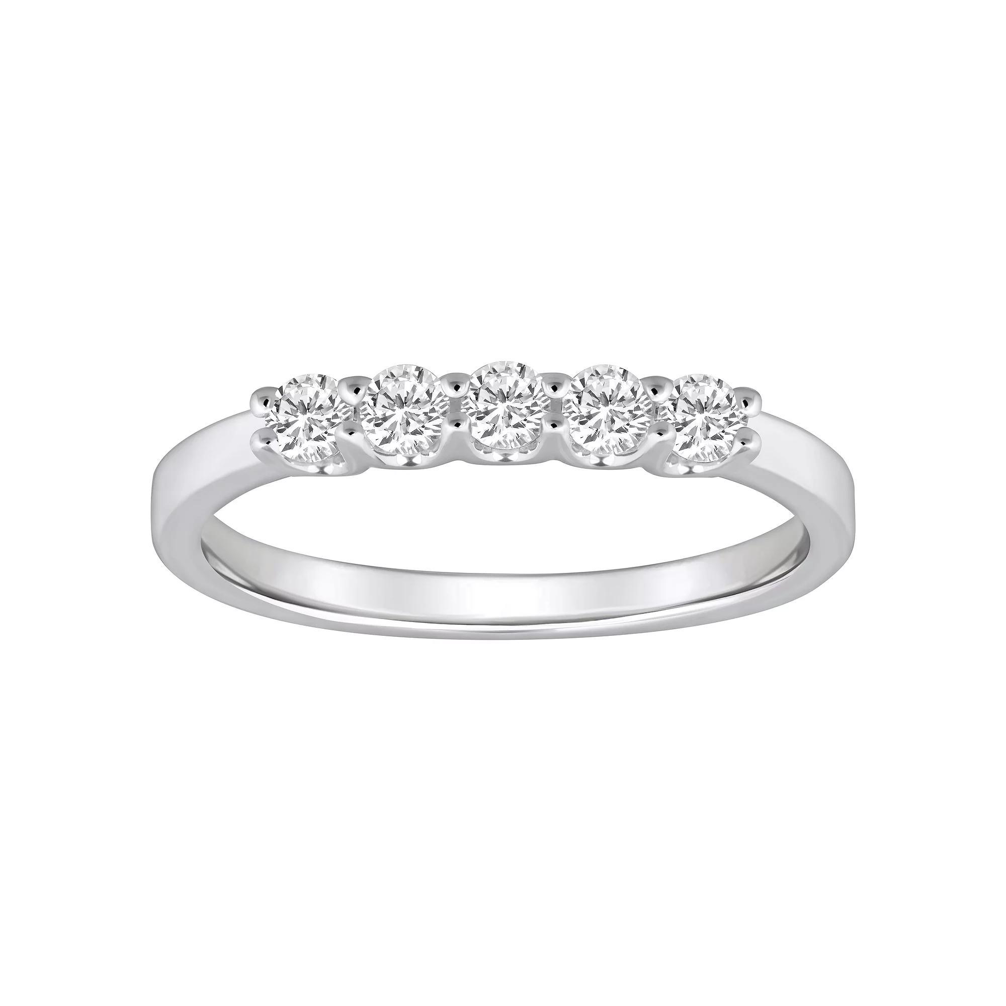 Alyson Layne 14k Gold 1/3 Carat T.W. Diamond 5-Stone Wedding Band, Women's, Size: 9, White Product Image