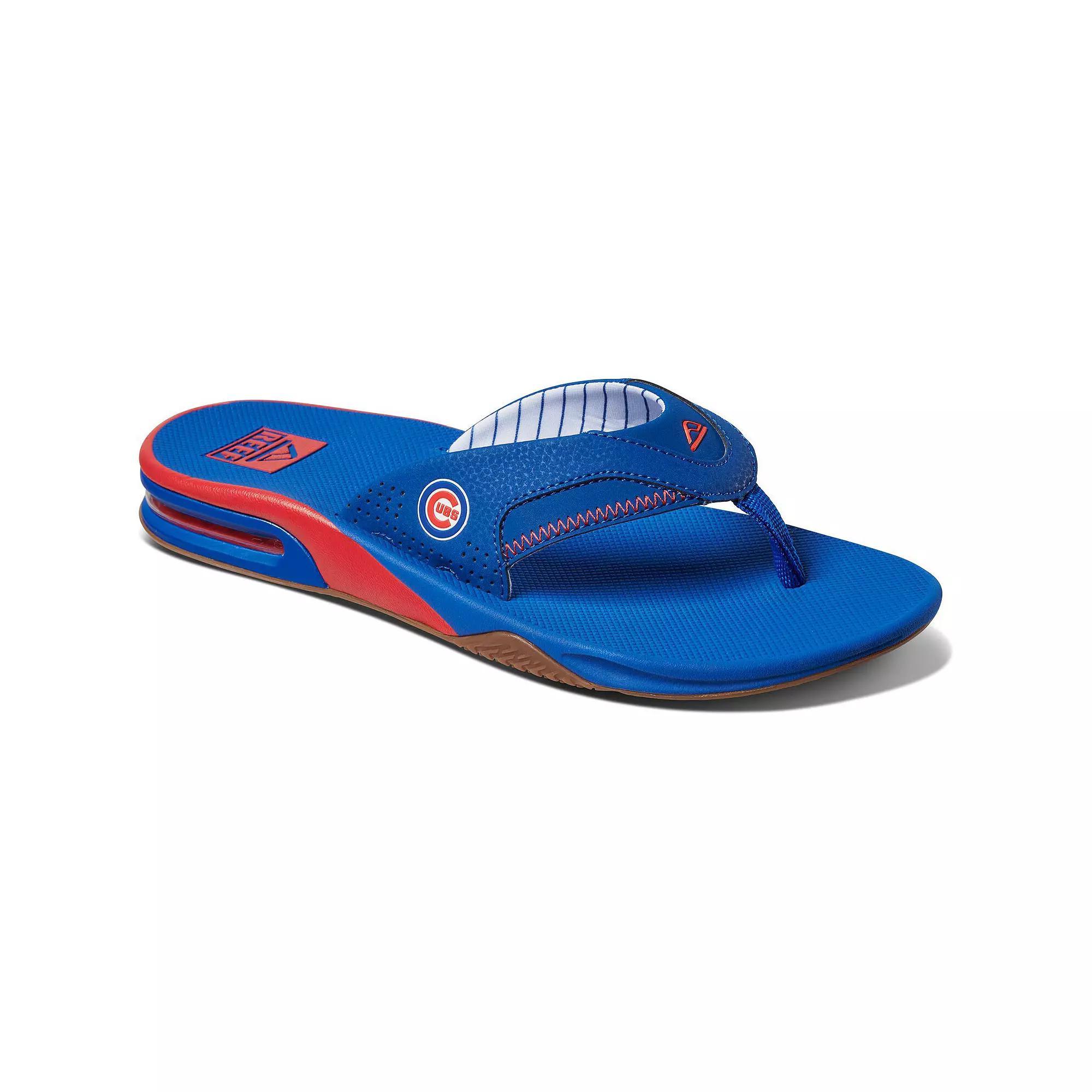 Mens REEF Chicago Cubs Fanning Bottle Opener Sandals Product Image