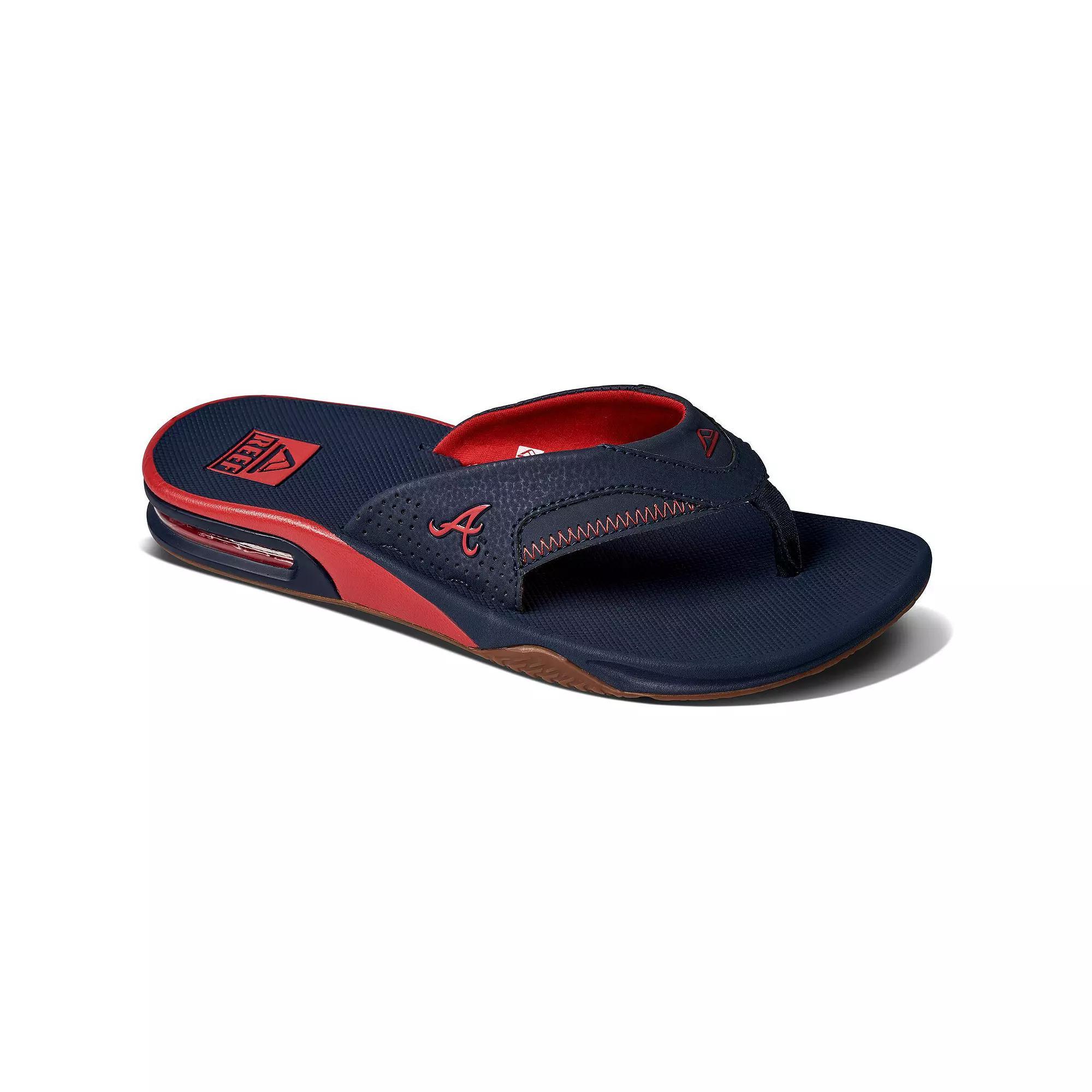 Mens REEF Atlanta Braves Fanning Bottle Opener Sandals Blue Product Image