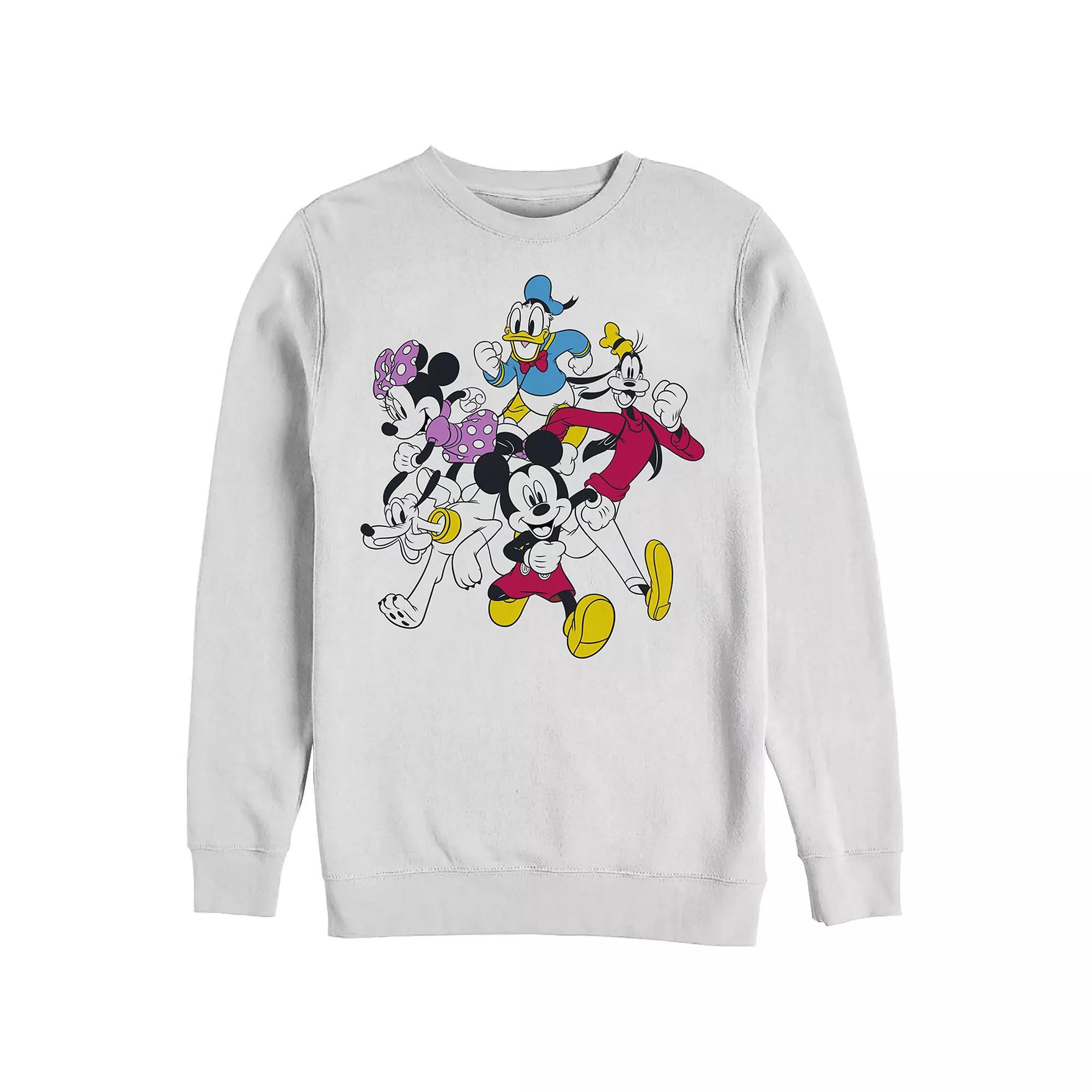 Men's Disney's Mickey And Friends Group Shot Run Sweatshirt, Size: Medium, White Product Image