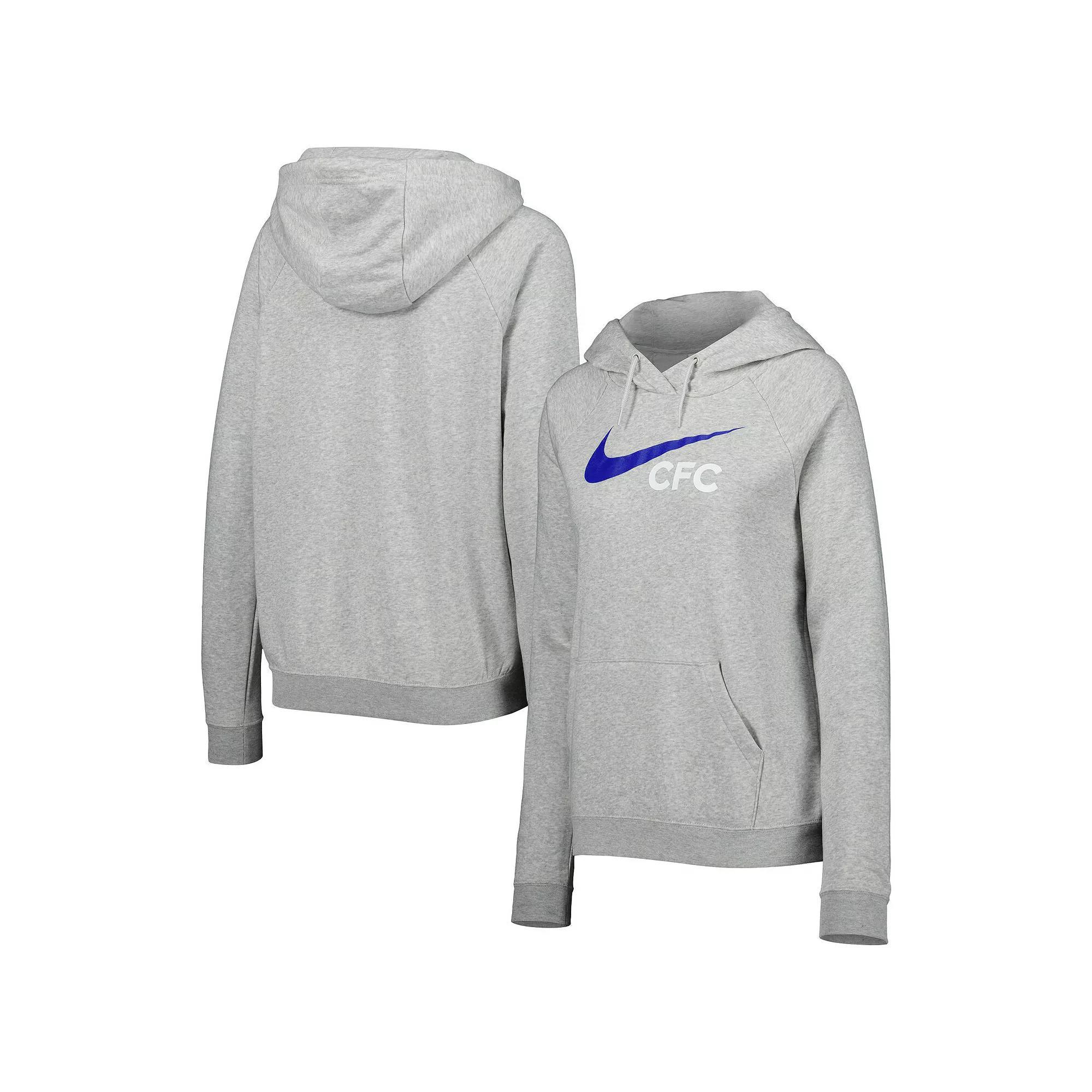 Women's Nike Heather Gray Chelsea Lockup Varsity Fleece Raglan Pullover Hoodie, Size: XL, Chl Grey Product Image