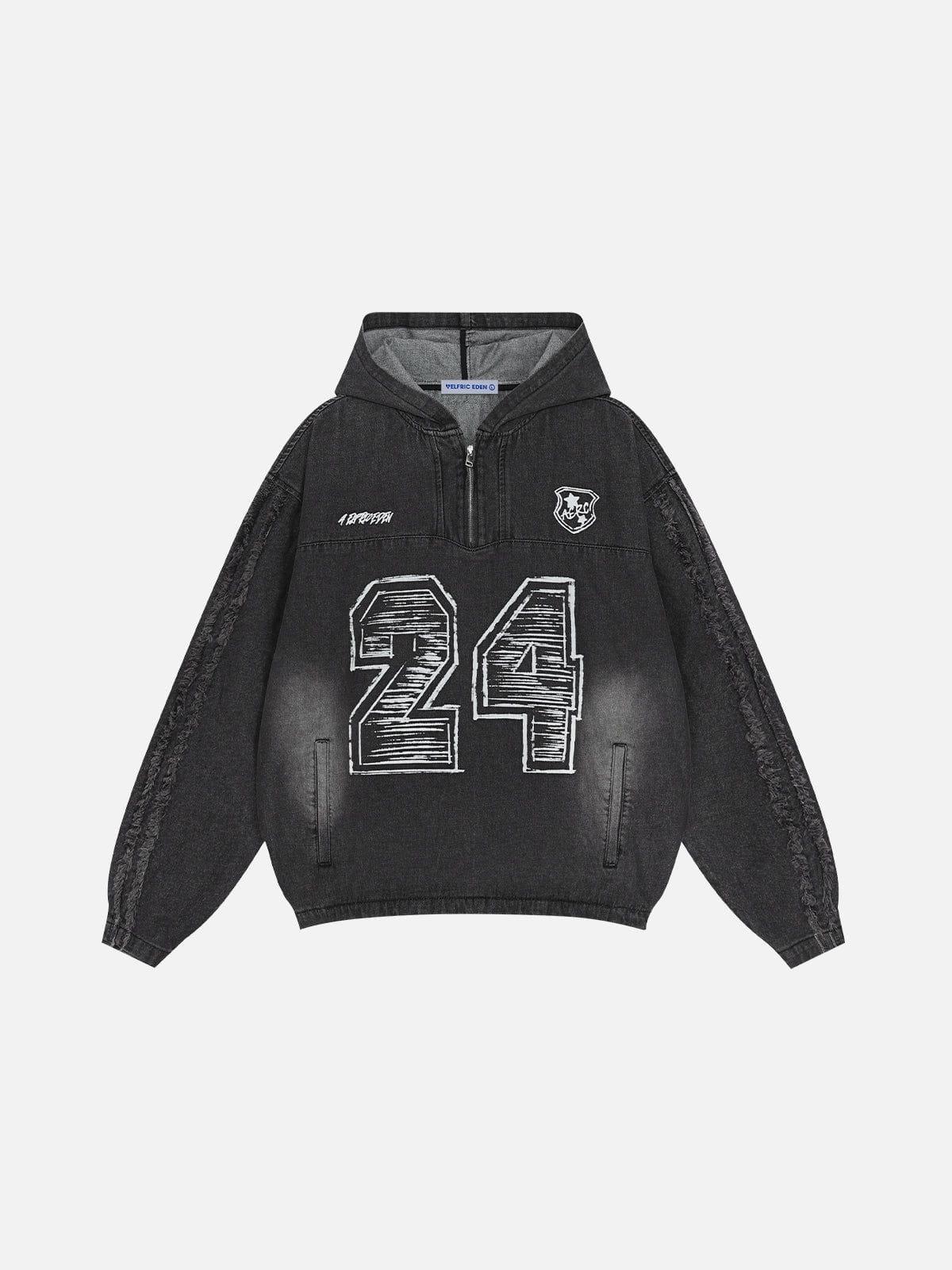 Aelfric Eden Fringe Washed Half Zip Up Hoodie Product Image