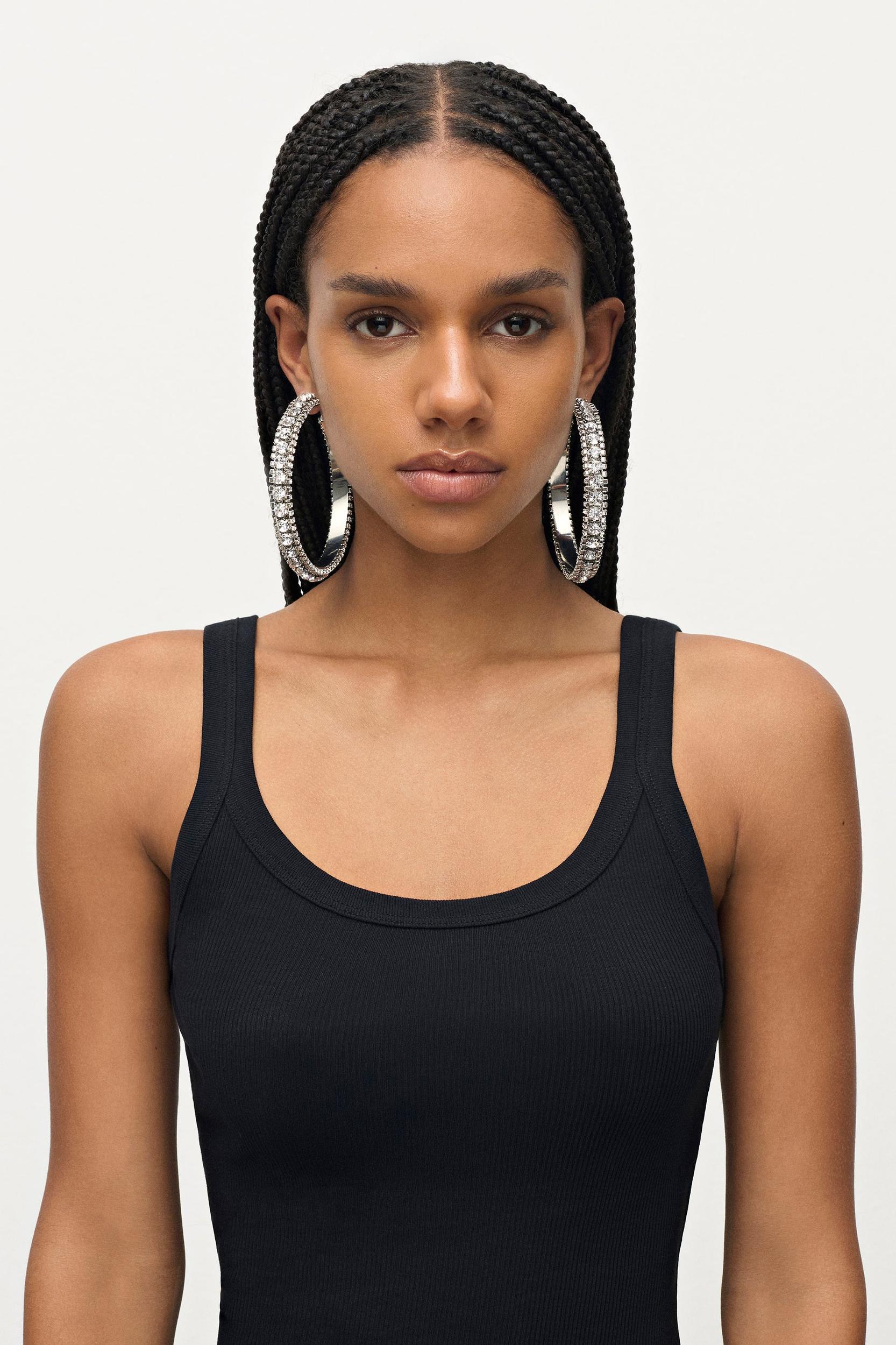 Large Crystal Hoop Earrings Product Image