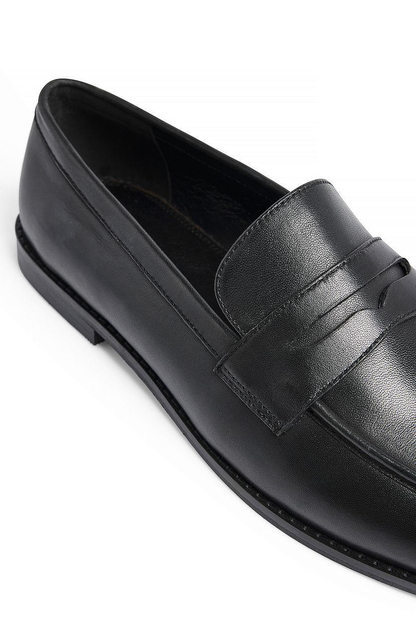 Squared Toe Leather Loafers Product Image