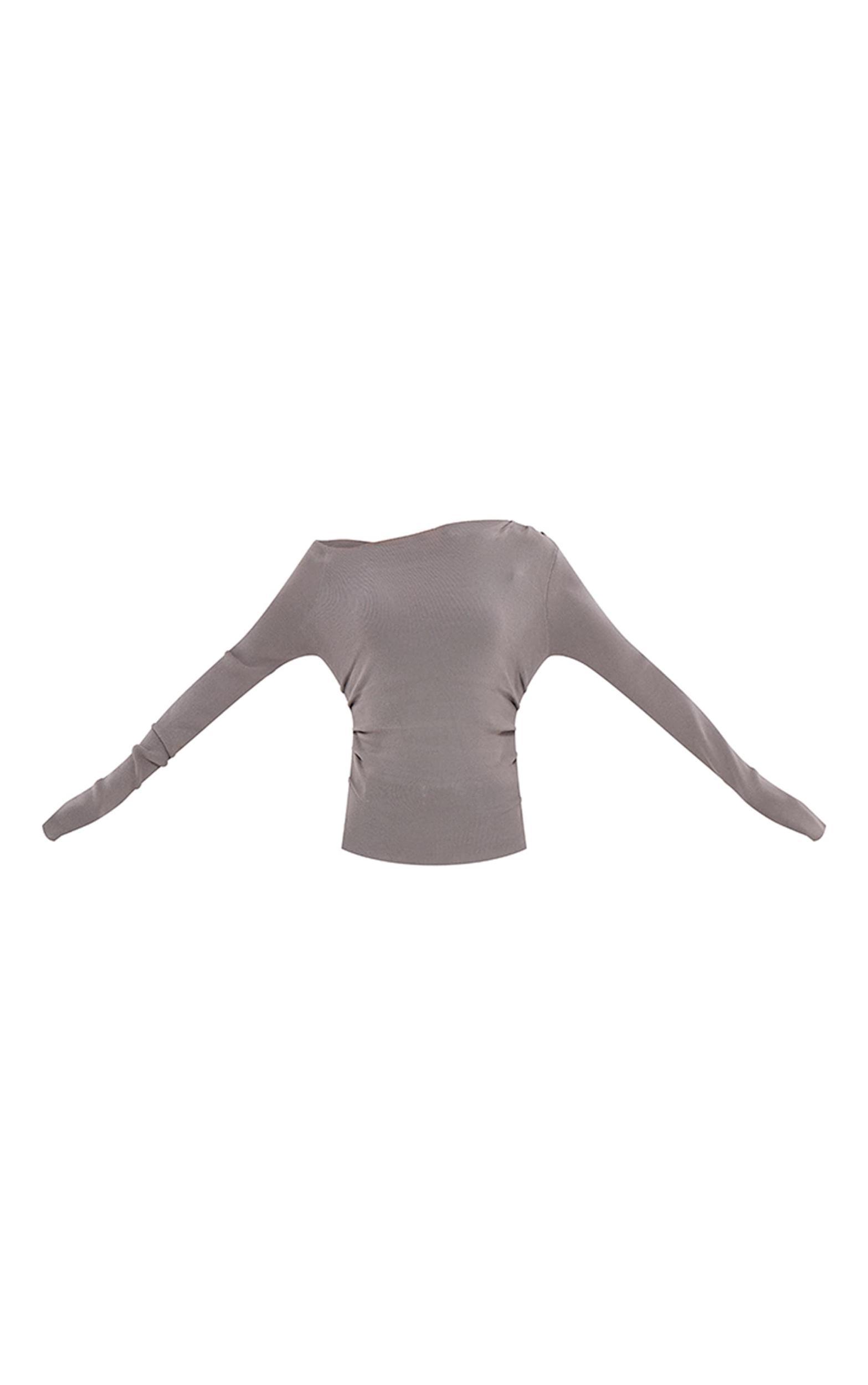 Dove Grey Fine Knit Asymmetric Top Product Image