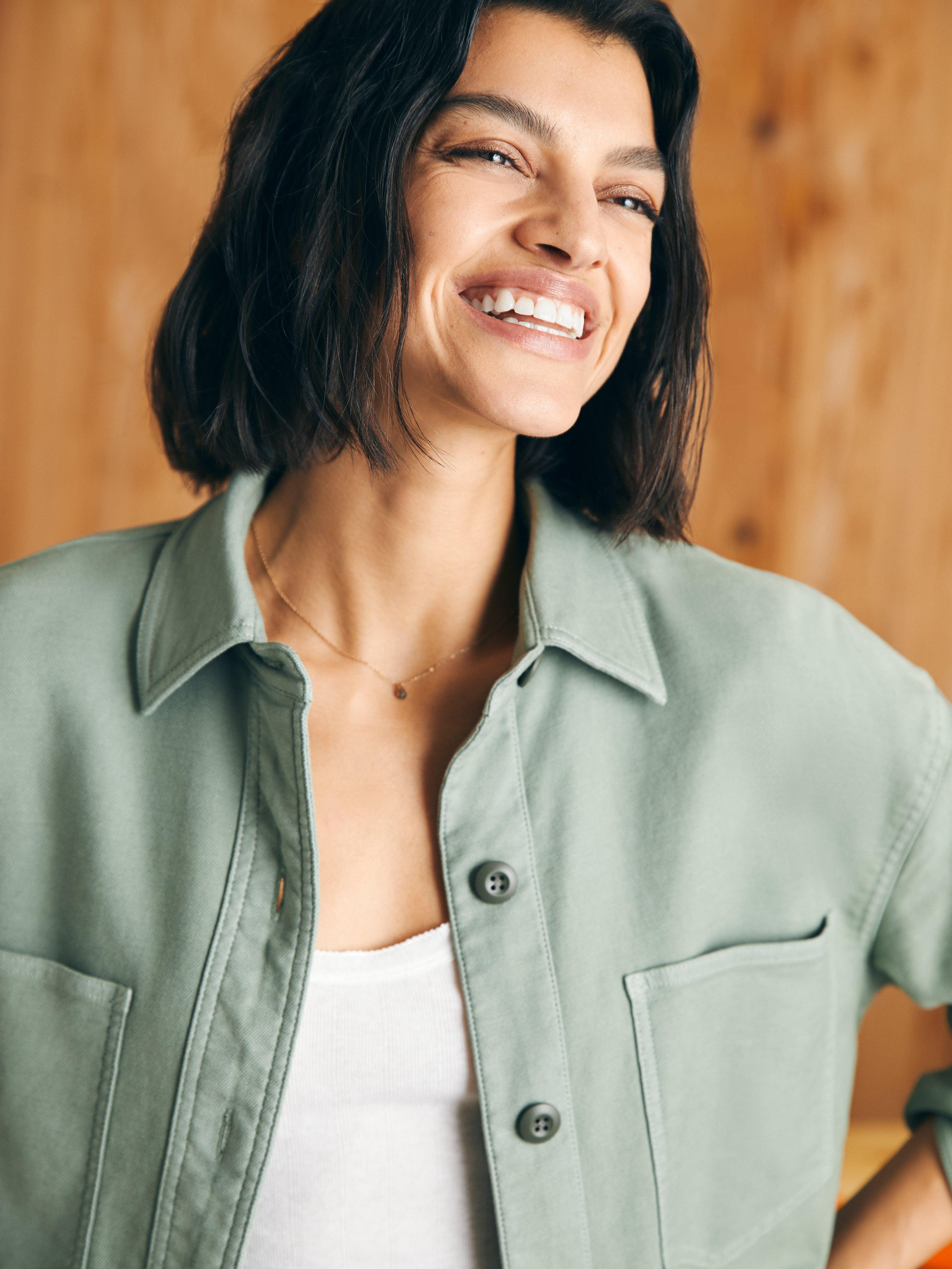 Stretch Terry Overshirt - Coastal Sage Female Product Image