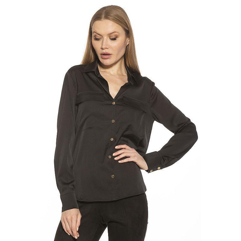 Women's ALEXIA ADMOR Front Pockets Classic Shirt, Size: 10, Ivory Product Image