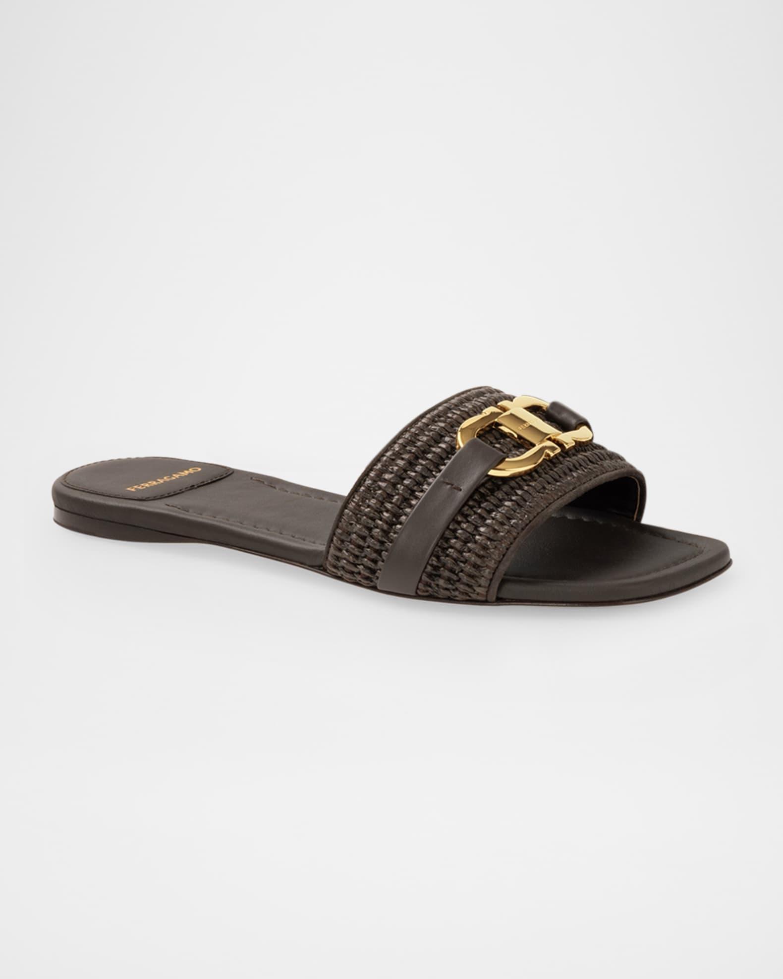 Leah Gancini Bit Raffia Slide Sandals Product Image