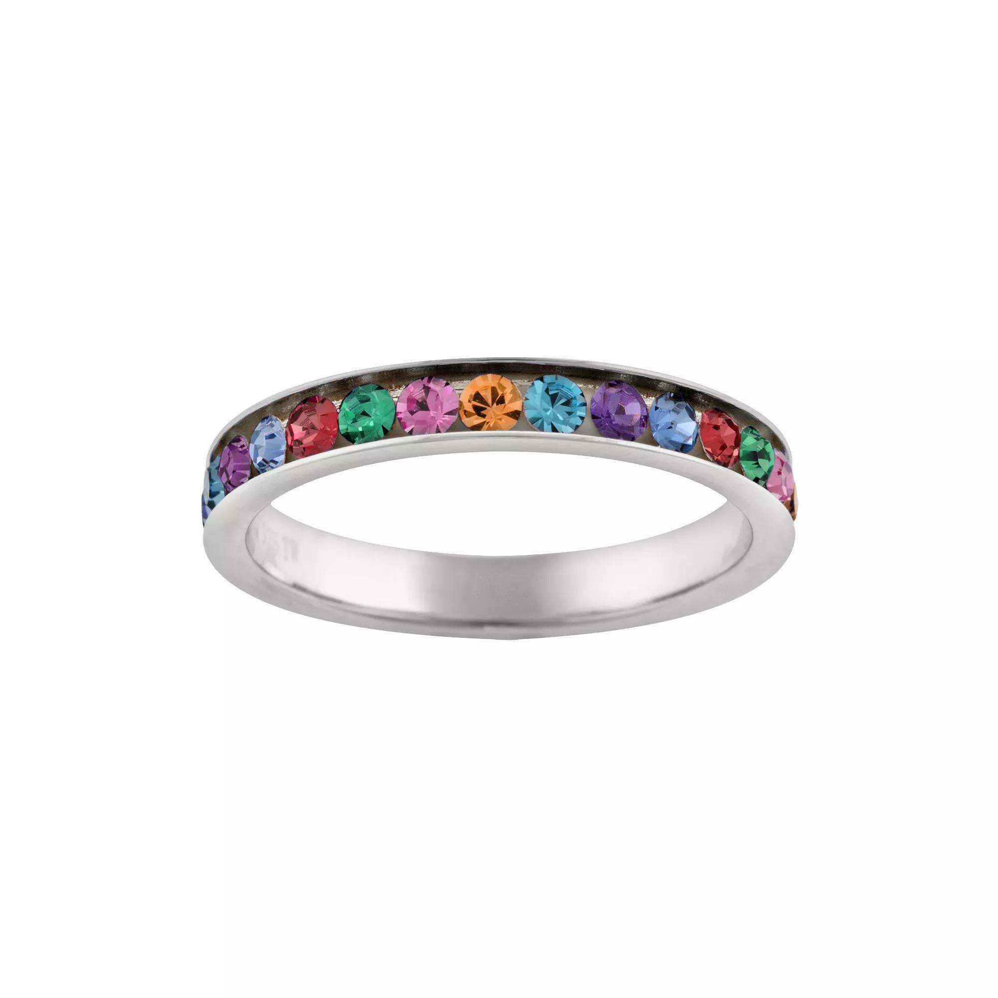 Silver Plated Simulated Crystal Eternity Ring, Women's, Size: 8 Product Image