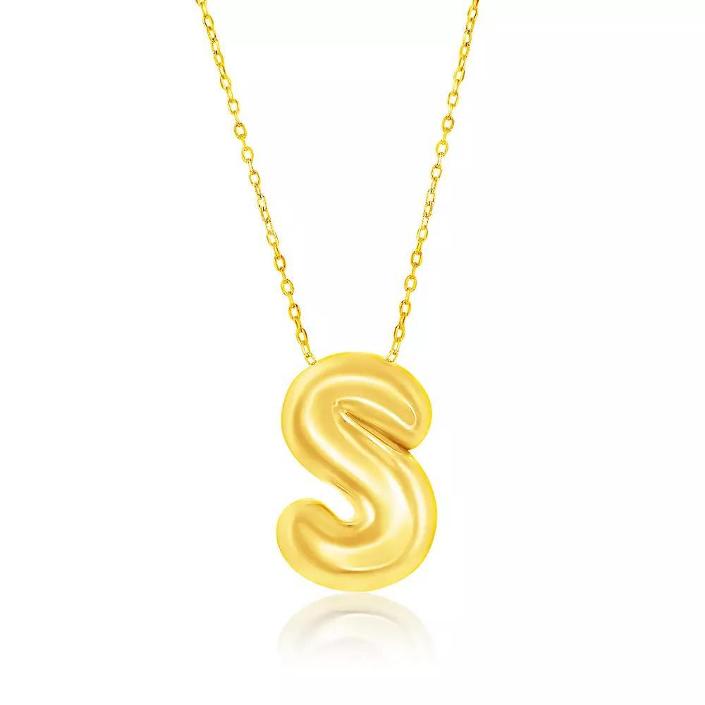 Argento Bella Sterling Silver Bubble Initial Necklace, Women's, Size: 16-18" ADJ, Gold Tone S Product Image
