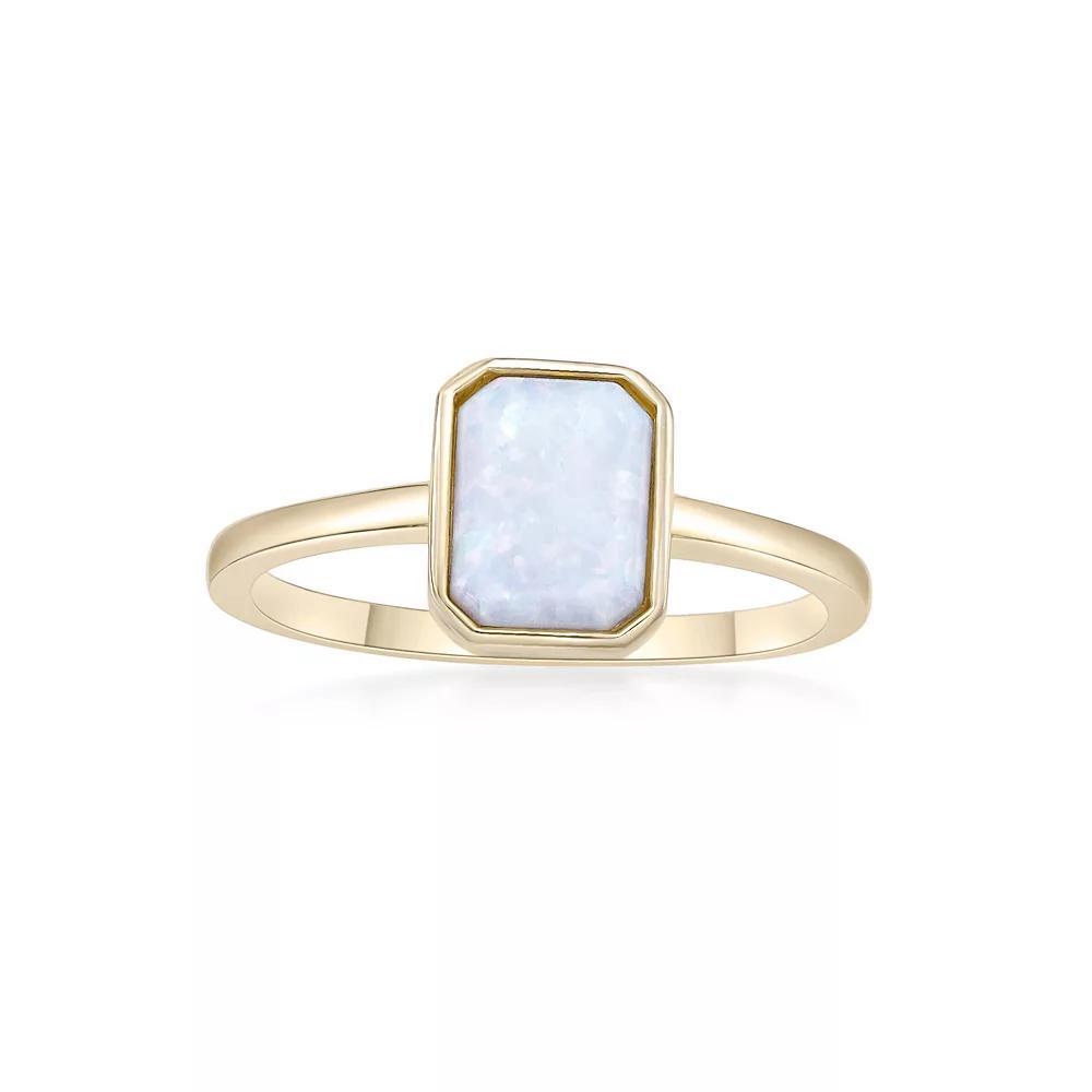 Gemminded 2 Micron Gold Over Silver Lab-Created Opal Ring, Women's, Size: 8, Gold Tone Product Image