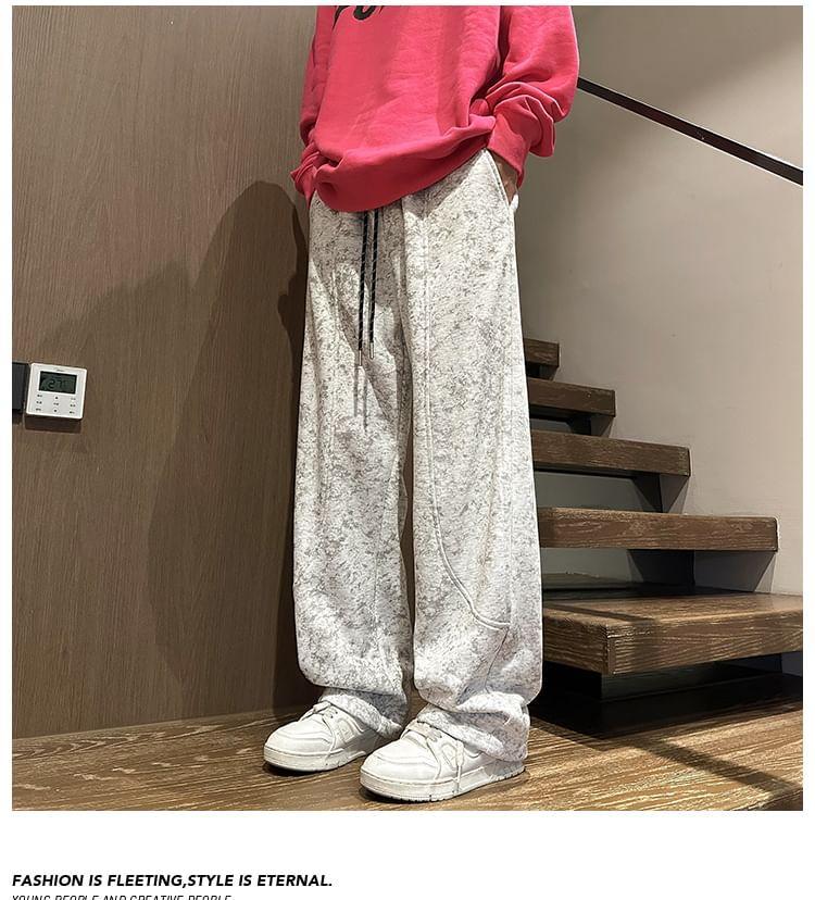 High Waist Print Straight Leg Pants Product Image