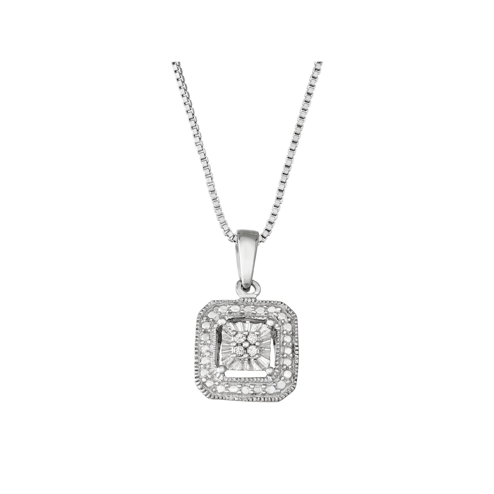Sterling Silver Diamond Accent Square Pendant, Women's, Size: 18" Product Image