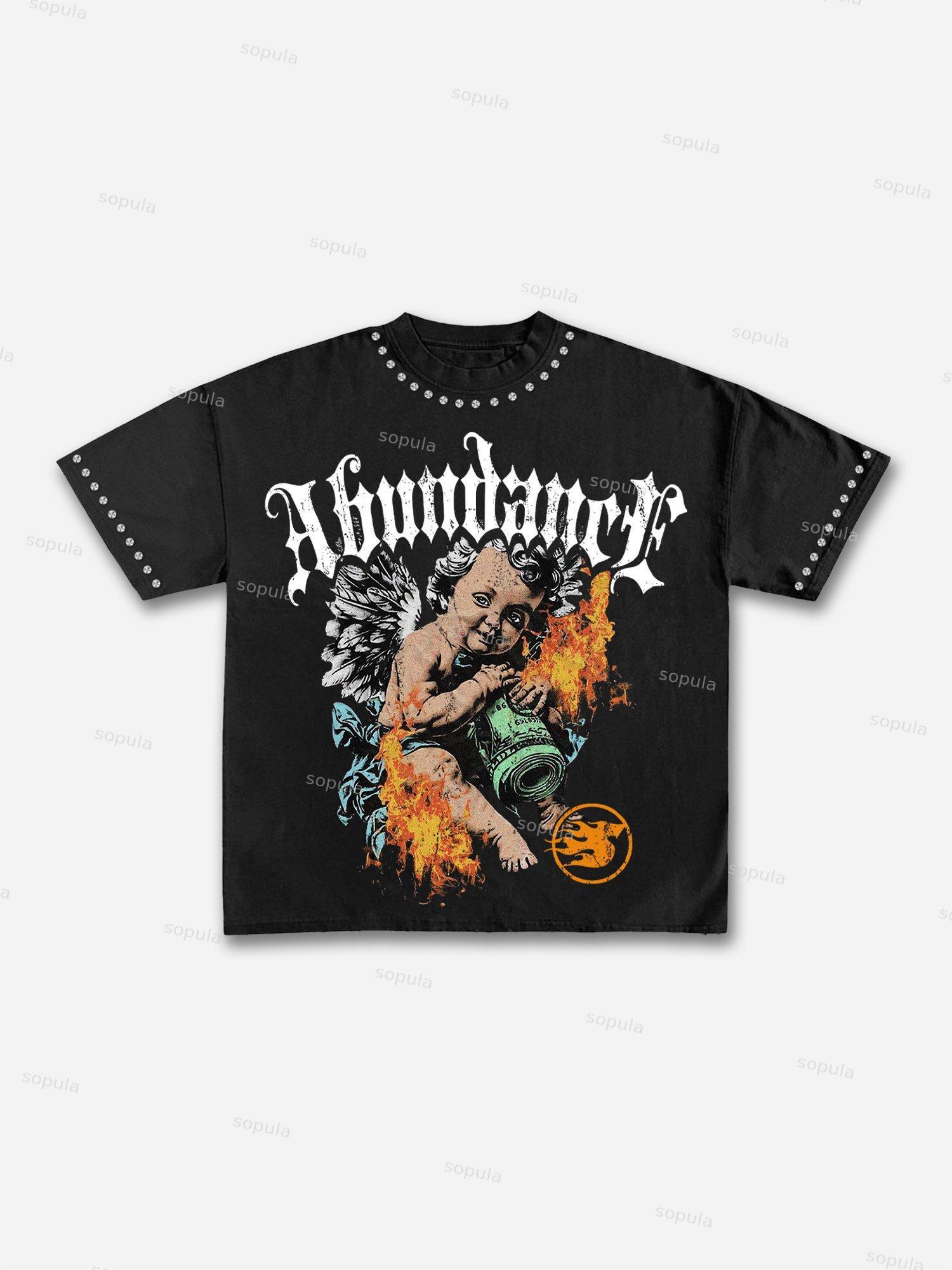 Abundance Money Angel Graphic Cotton T-shirt Product Image