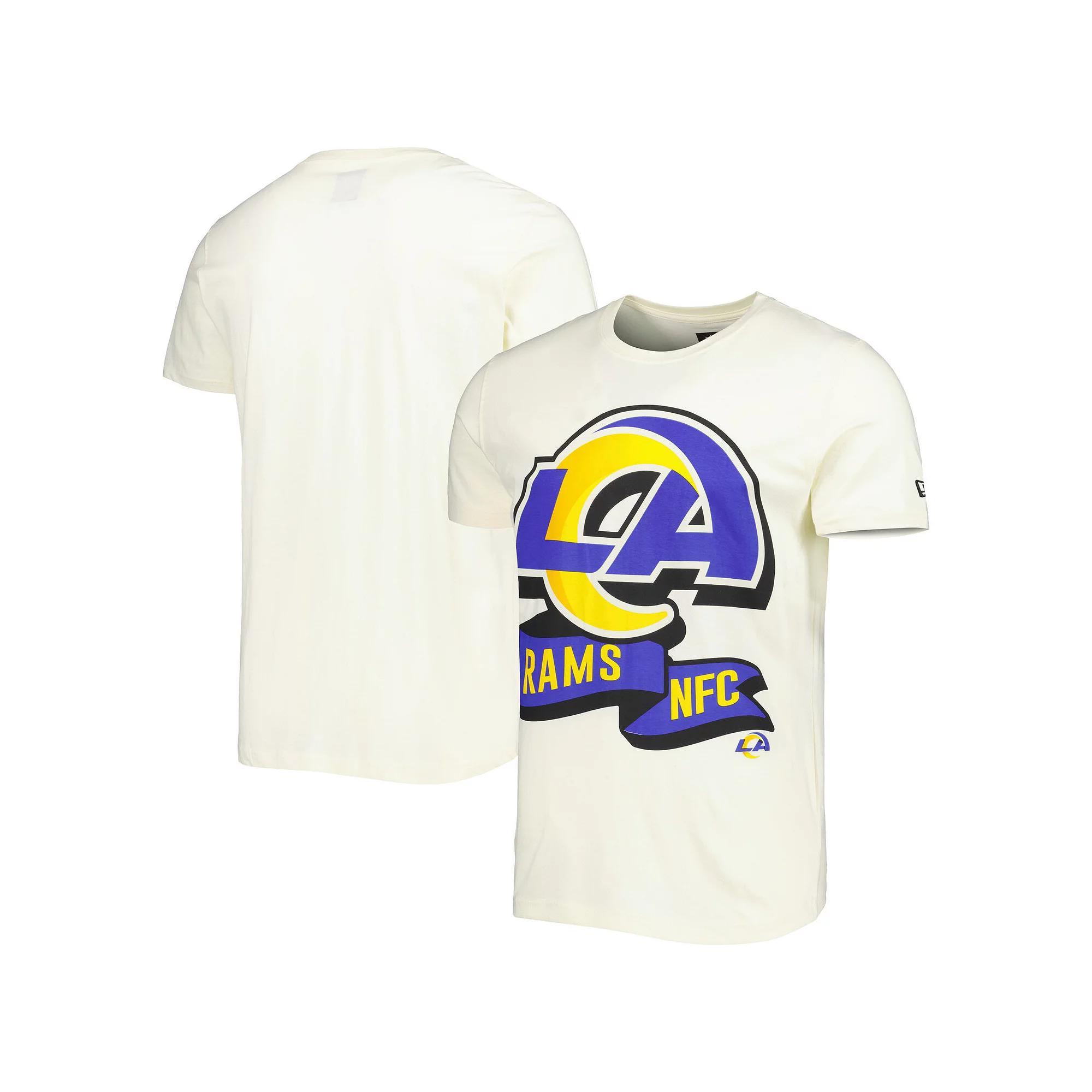 Men's New Era Cream Los Angeles Rams Sideline Chrome T-Shirt, Size: 2XL, Beige Product Image