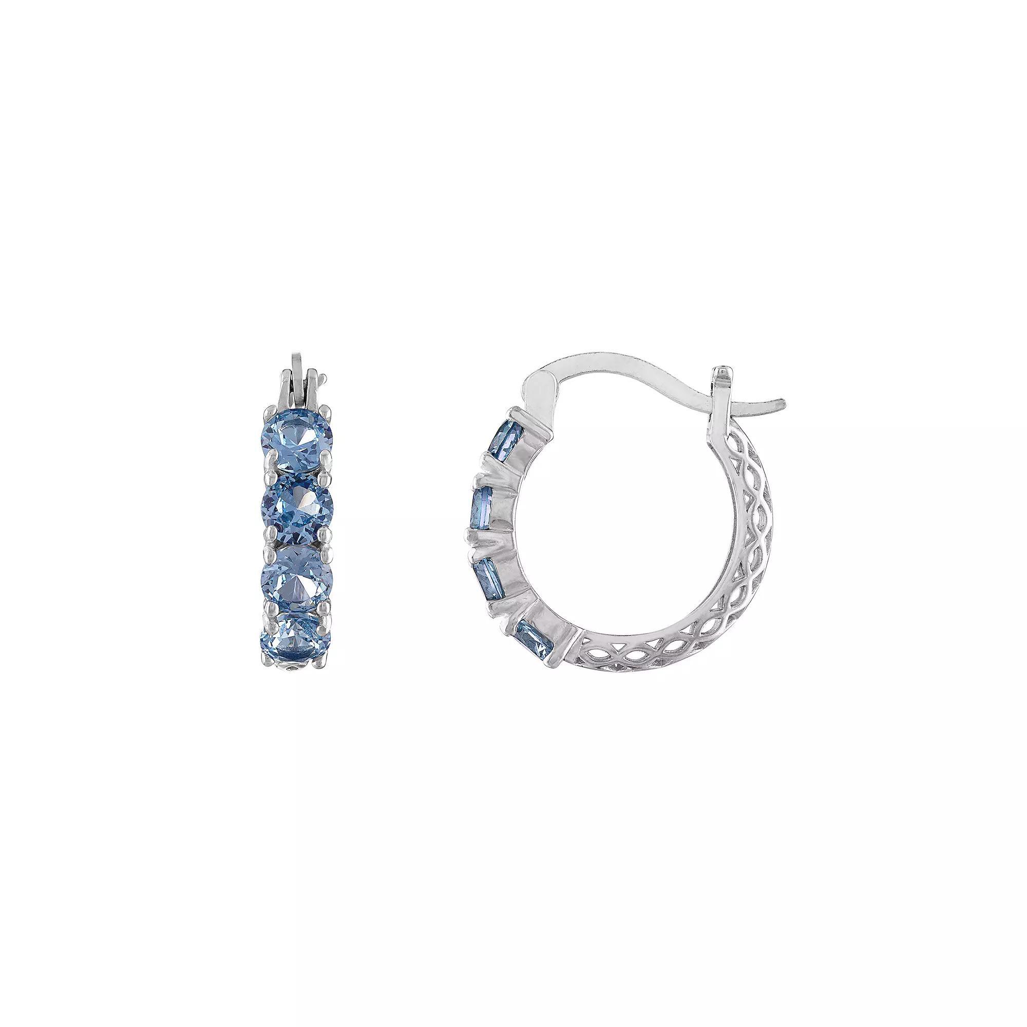 Designs by Gioelli Sterling Silver Filigree Hoop Earrings, Womens, Lab Created White Spphr Product Image