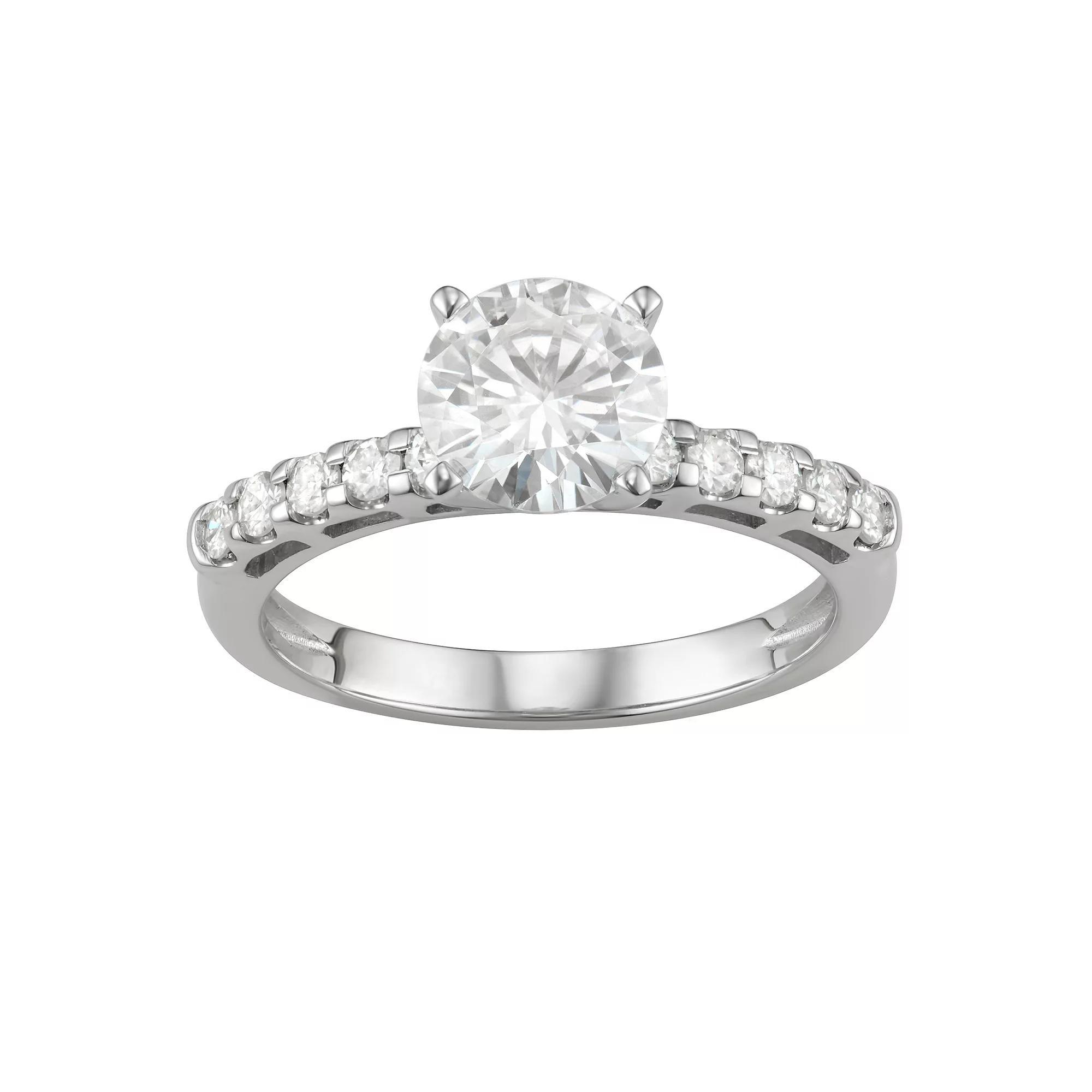 14K White Gold Lab-Created Moissanite 1 3/4 Ct. T.W. Solitaire Engagement Ring, Women's, Size: 9, 14kwh Gold Product Image