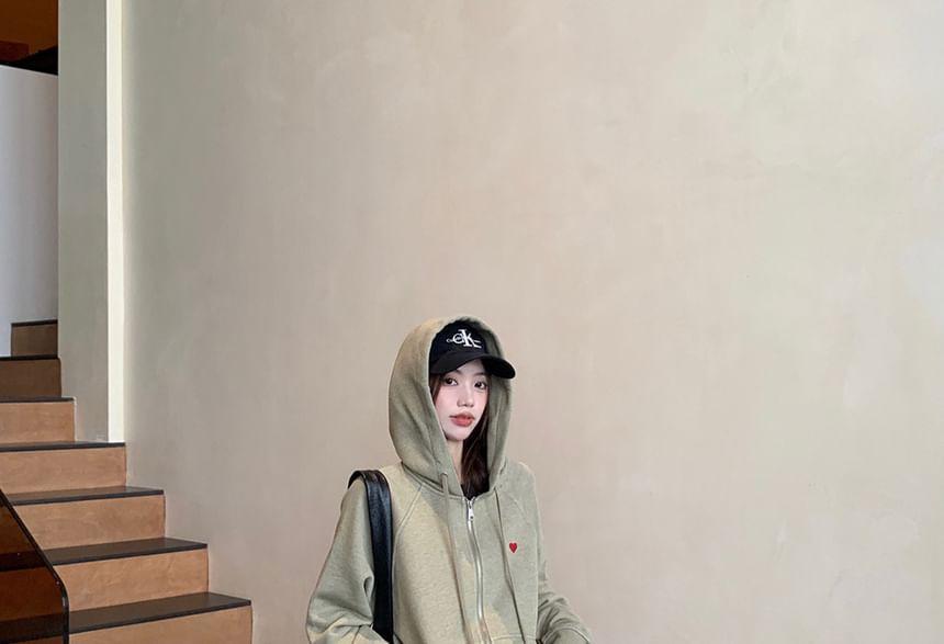 Heart Embroidery Zip-Up Hoodie / Tee / Mini Skirt Product Image