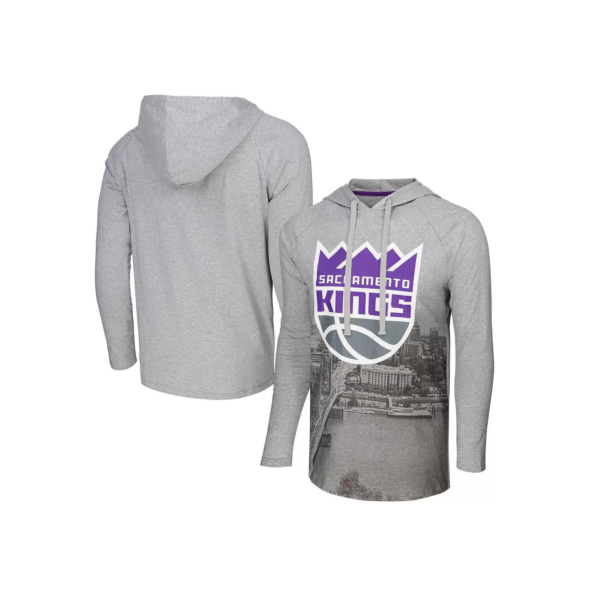Men's Stadium Essentials Heather Gray Sacramento Kings Atrium Raglan Long Sleeve Hoodie T-Shirt, Size: Large, Kng Grey Product Image
