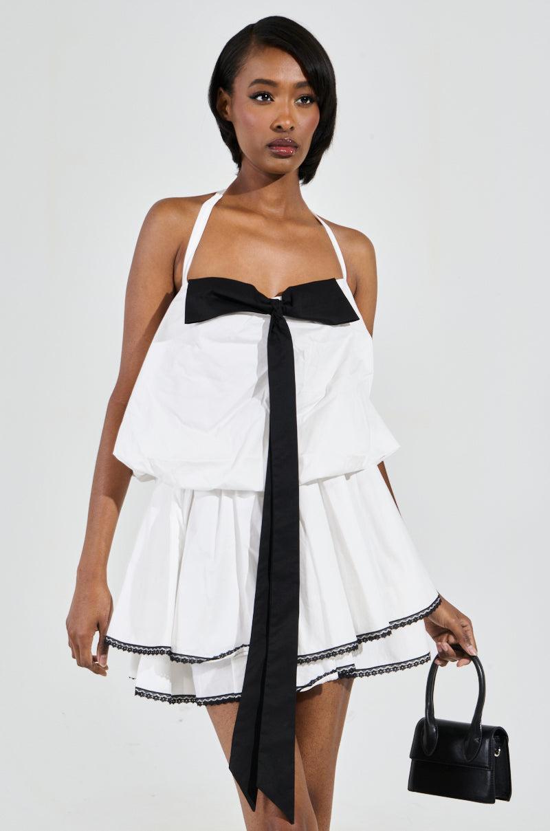MIA POPLIN MINI DRESS WITH BOW Product Image