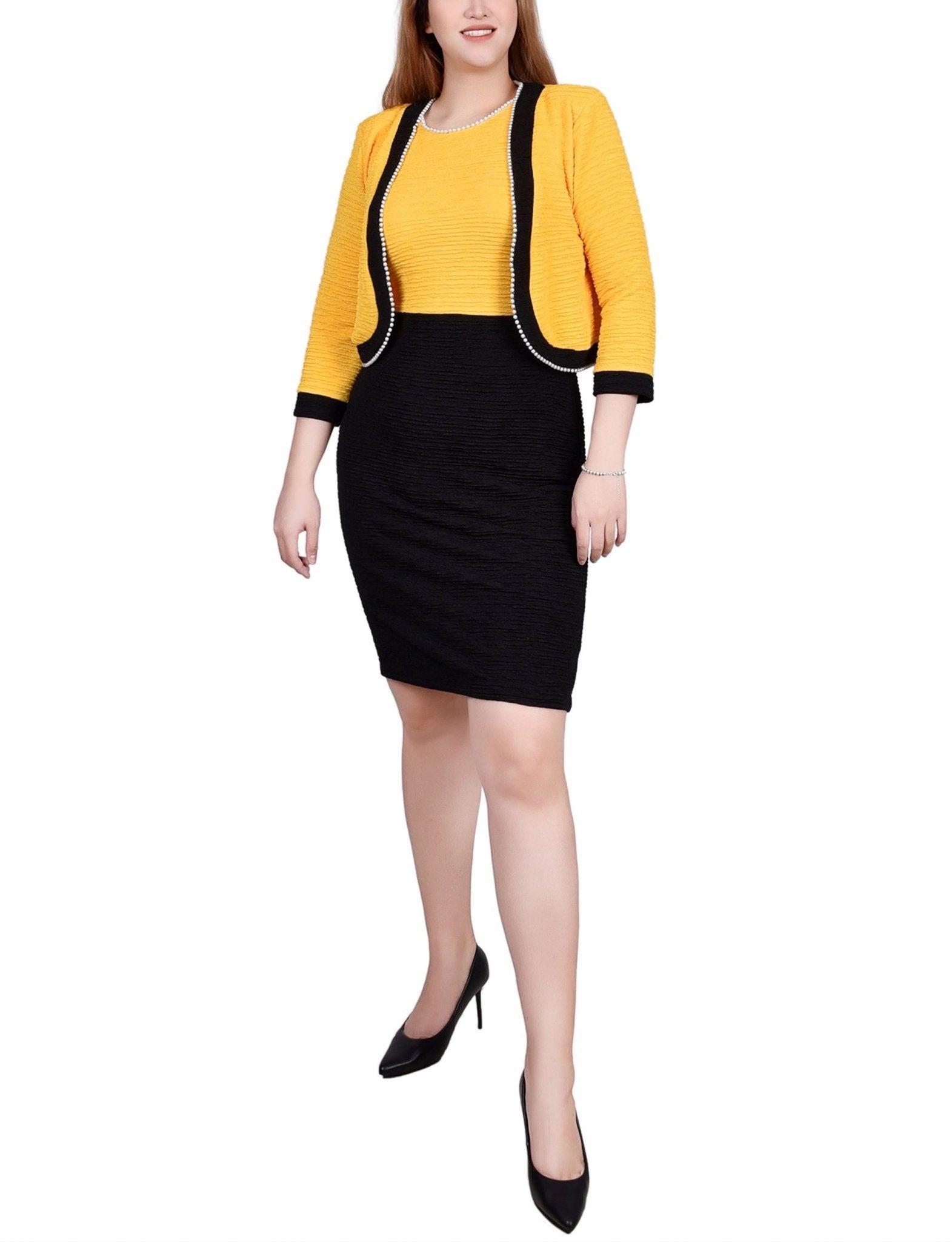 Black Lemon 3/4 Sleeve Textured Knit 2 Piece Dress Set Product Image