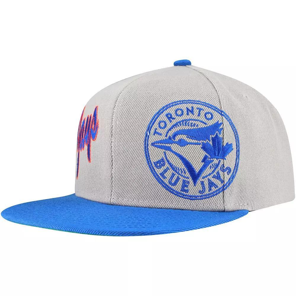 Men's Mitchell & Ness Gray Toronto Blue Jays Knock Out Panel Snapback Hat, Jay Grey Product Image
