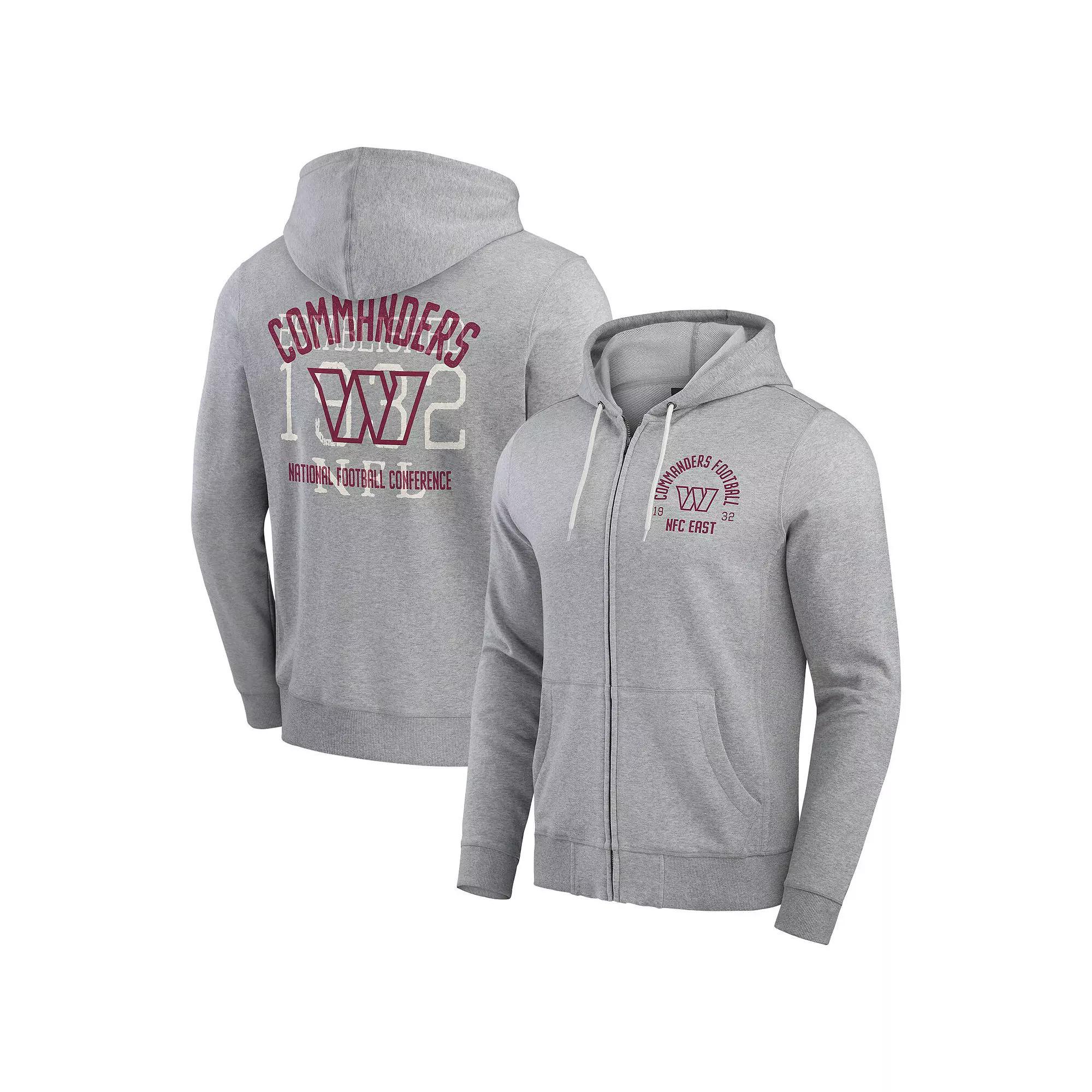 Men's Darius Rucker Collection by Fanatics Heather Gray Washington Commanders Vintage Stripe Full-Zip Hoodie, Size: Small, Wft Grey Product Image