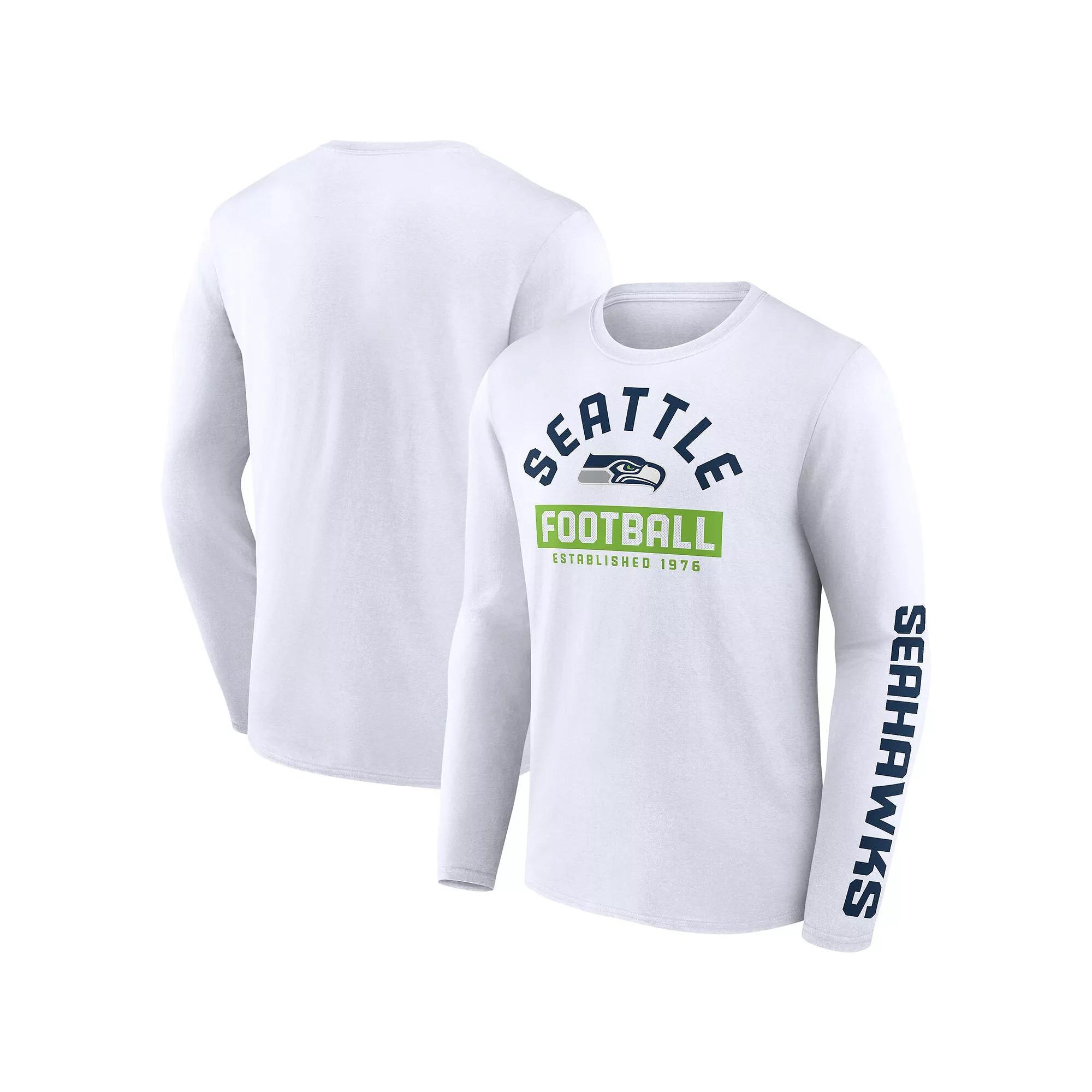 Men's Fanatics Branded White Seattle Seahawks Long Sleeve T-Shirt, Size: 5XL Product Image
