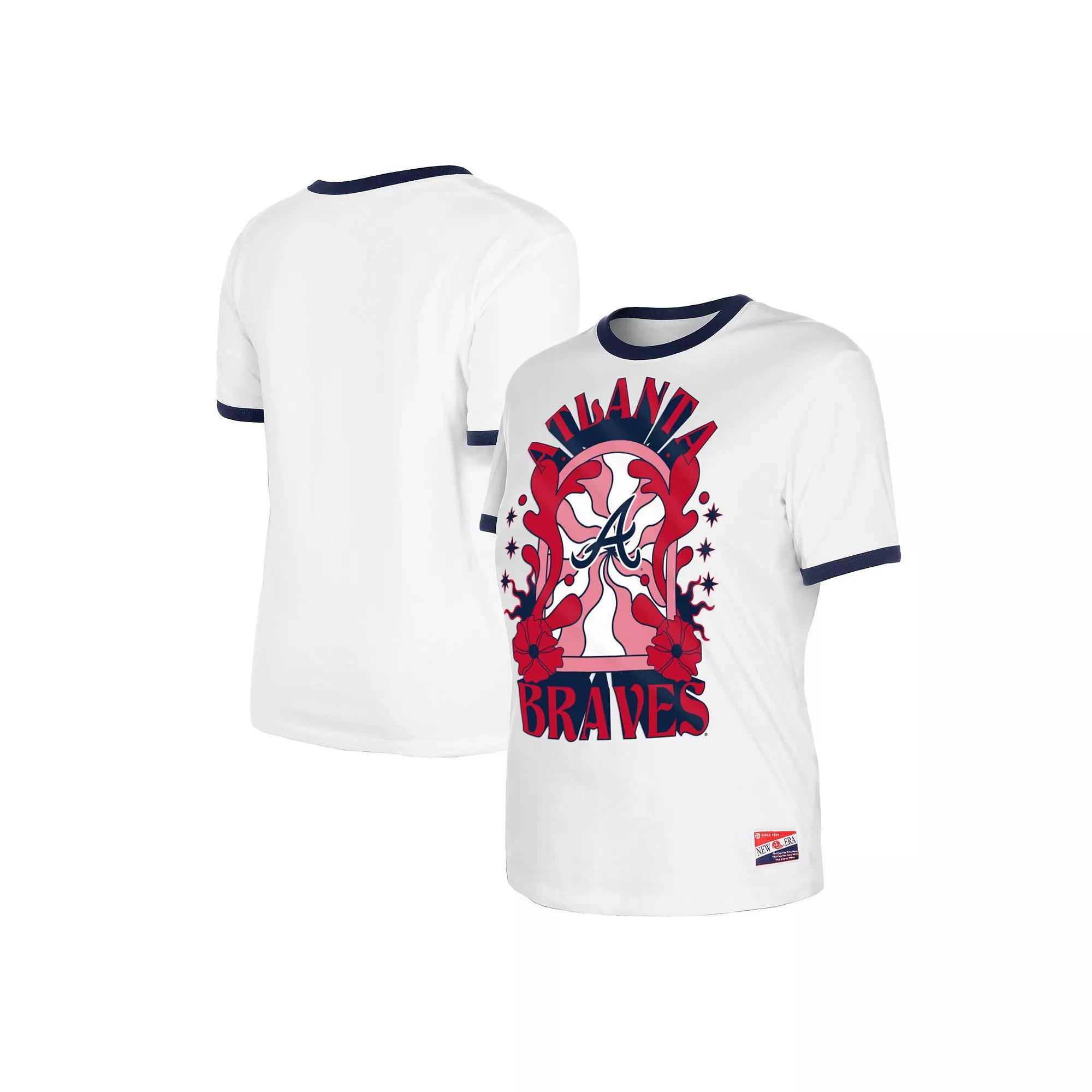 Women's New Era White Atlanta Braves Oversized Ringer T-Shirt, Size: XL Product Image