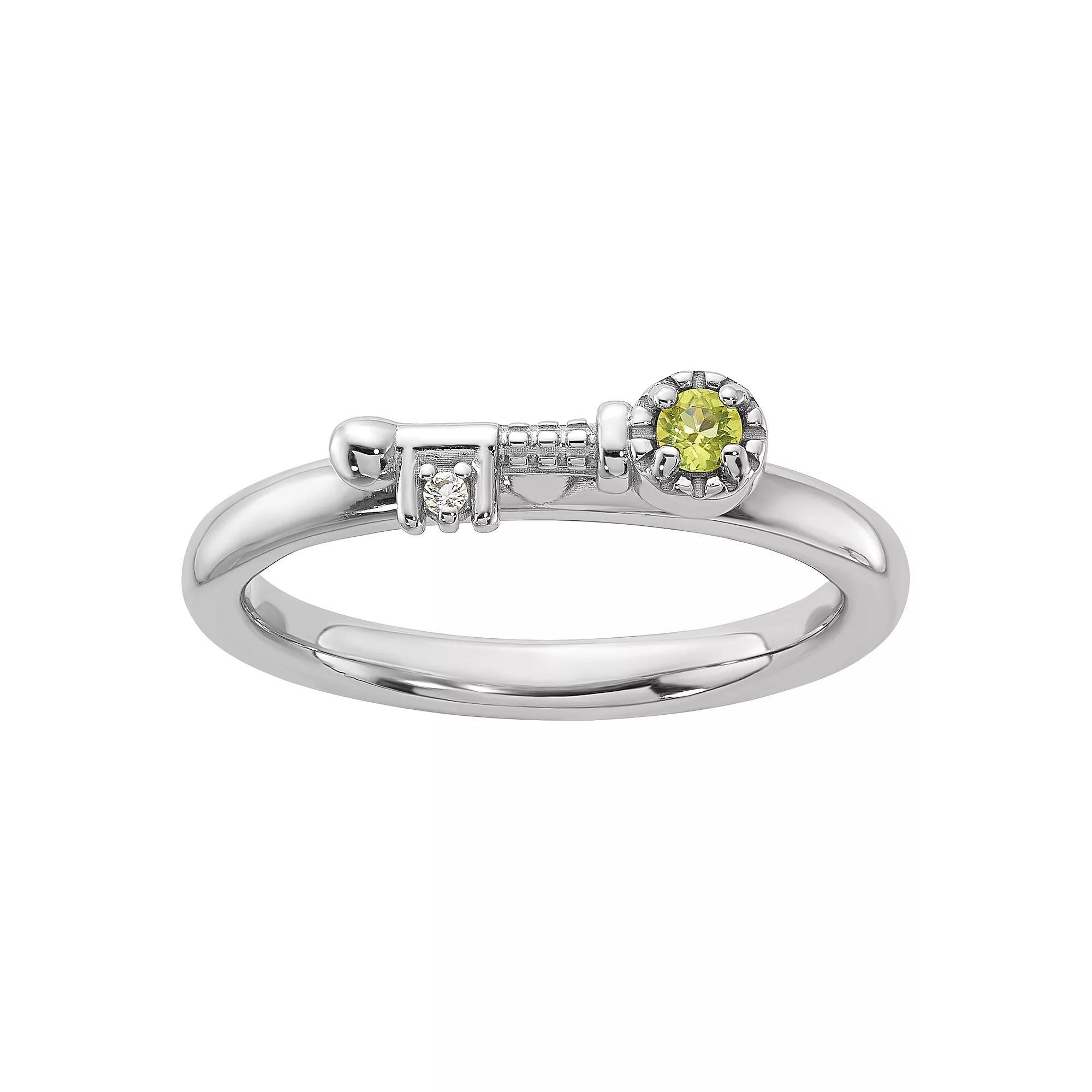 Stacks & Stones Sterling Silver Stackable Gemstone Key Ring, Women's, Size: 8, Peridot Product Image