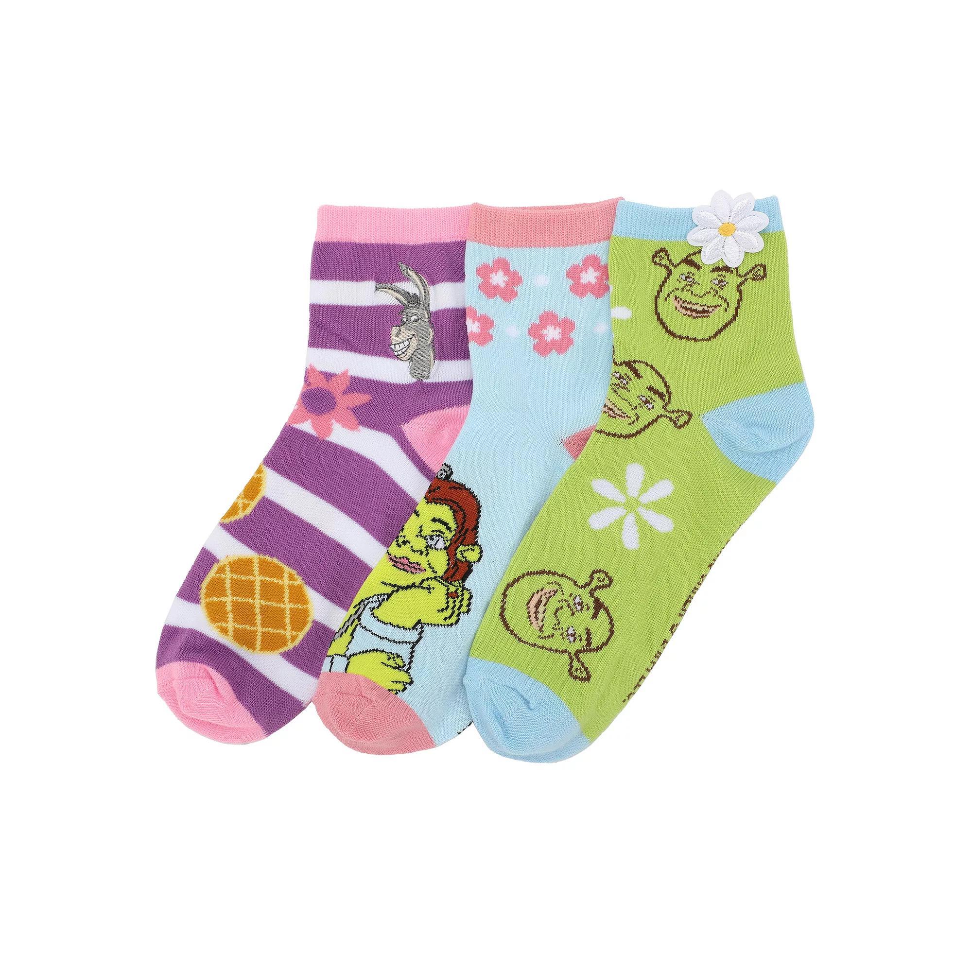 Womens Shrek 3D Quarter Crew Socks 3-Pack Product Image
