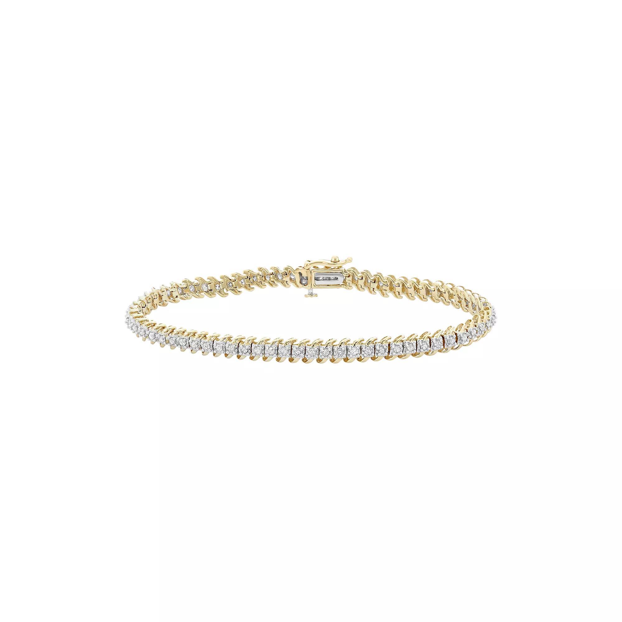 1 Carat T.W. Diamond 10k Gold Tennis Bracelet, Women's, Size: 7", White Product Image